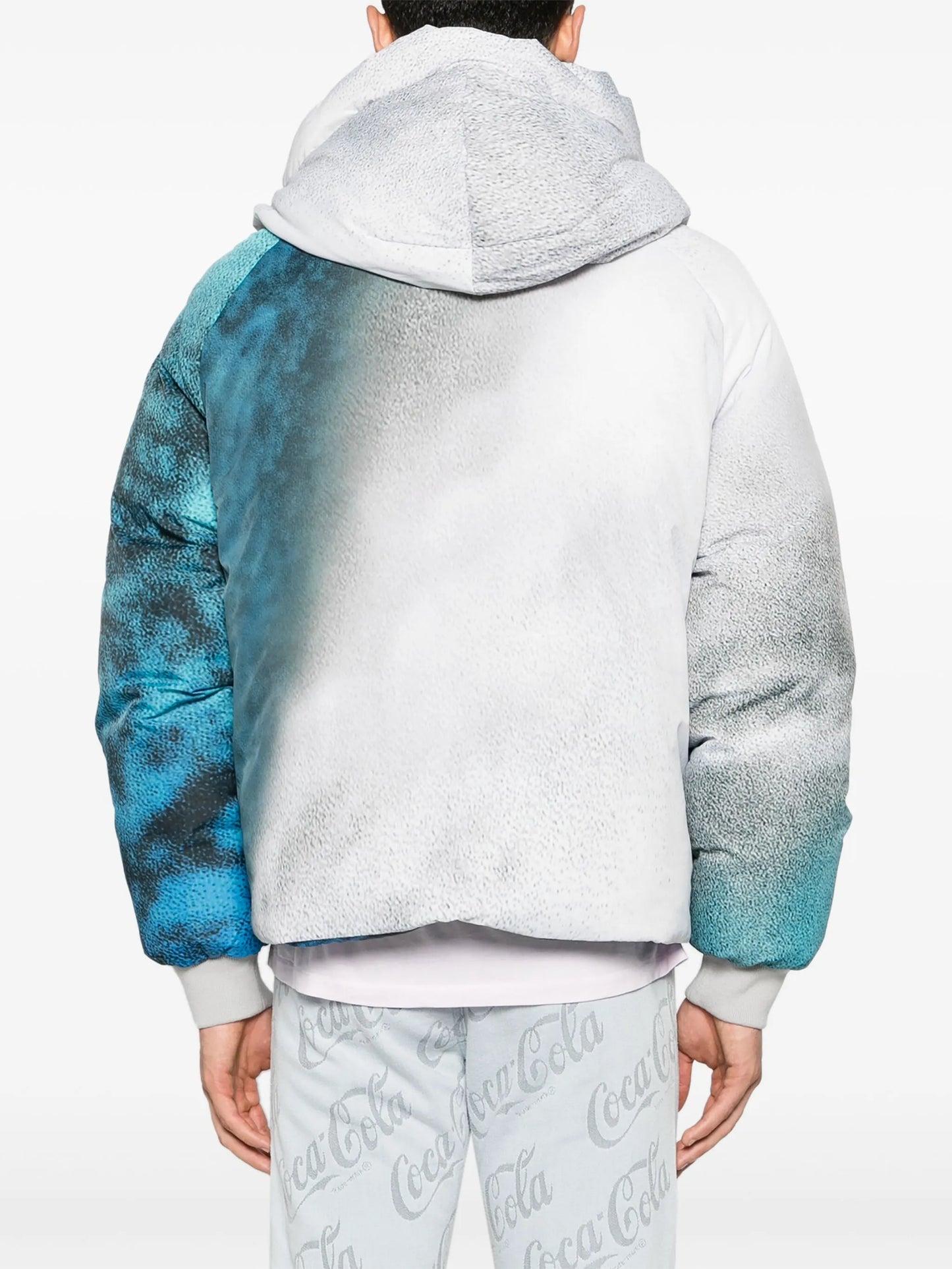 graphic-print hooded puffer jacket