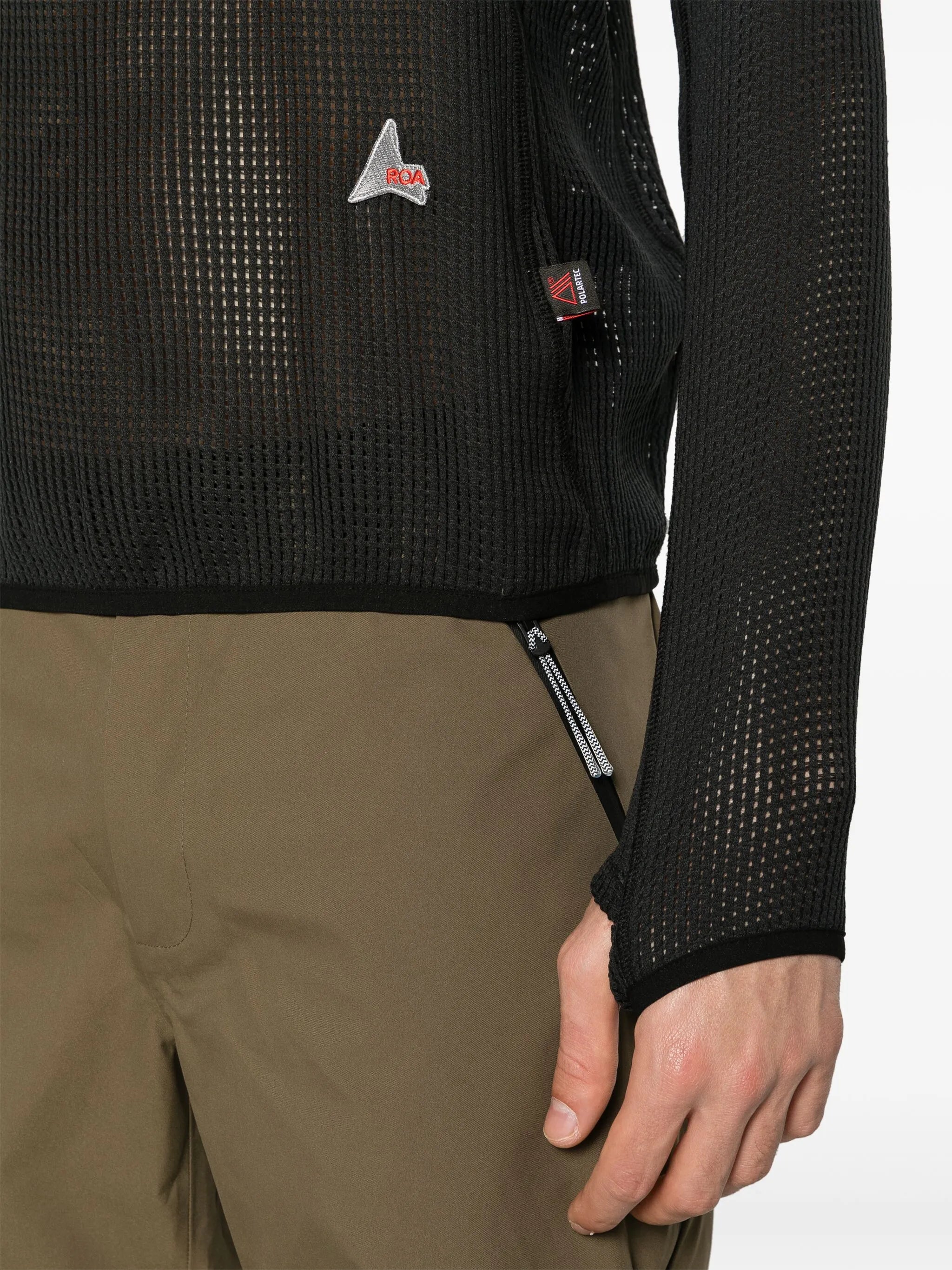 zip-up mesh sweatshirt