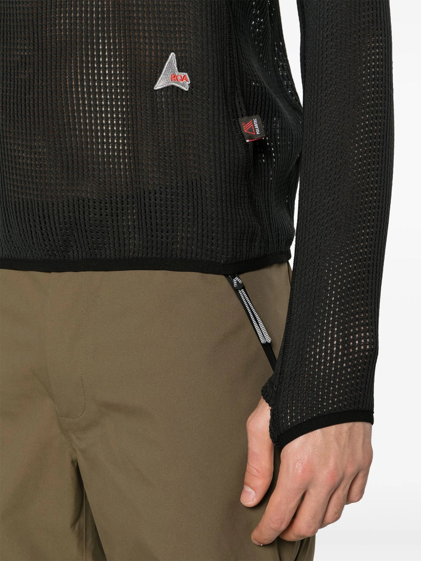 zip-up mesh sweatshirt