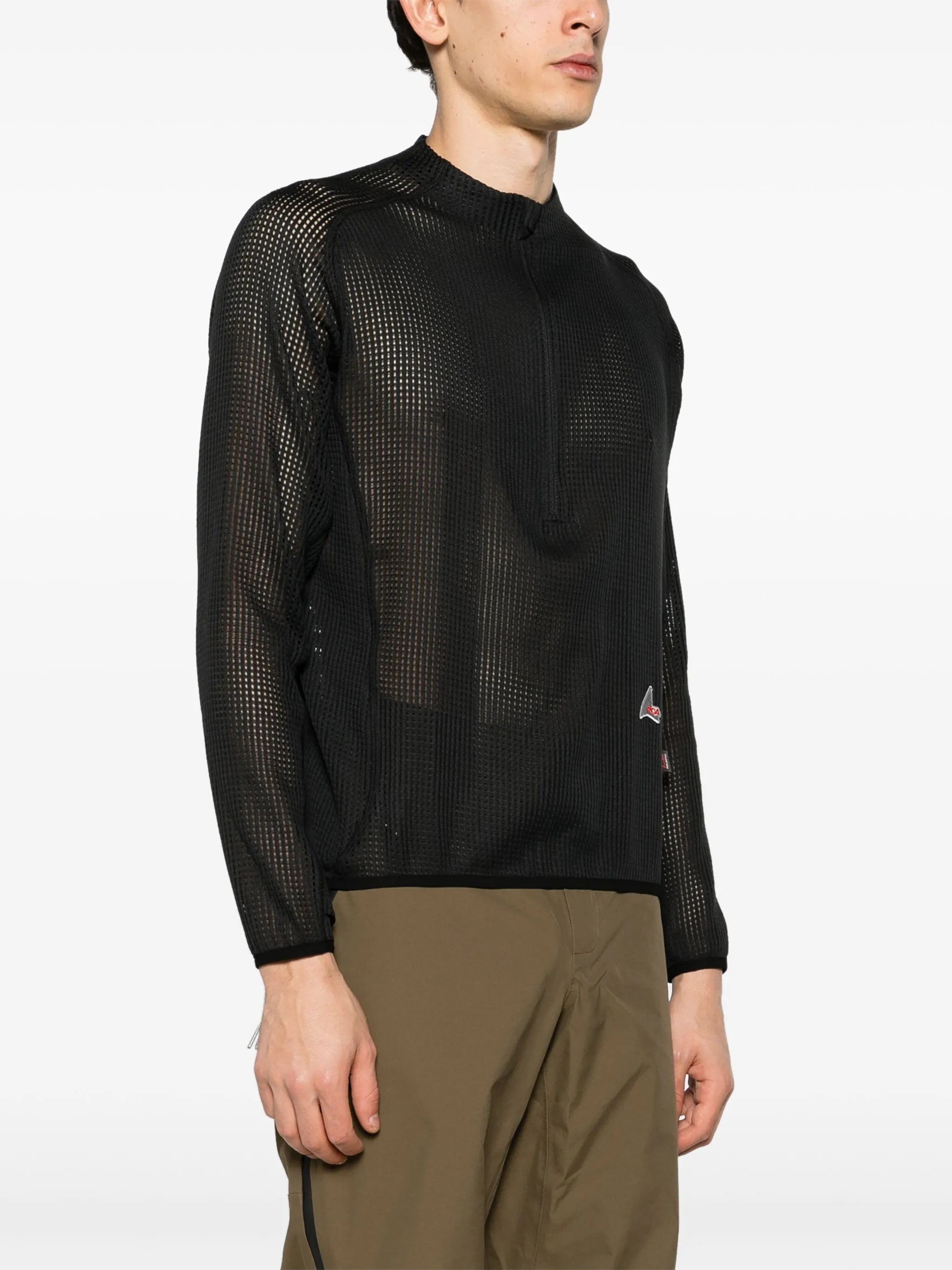 zip-up mesh sweatshirt