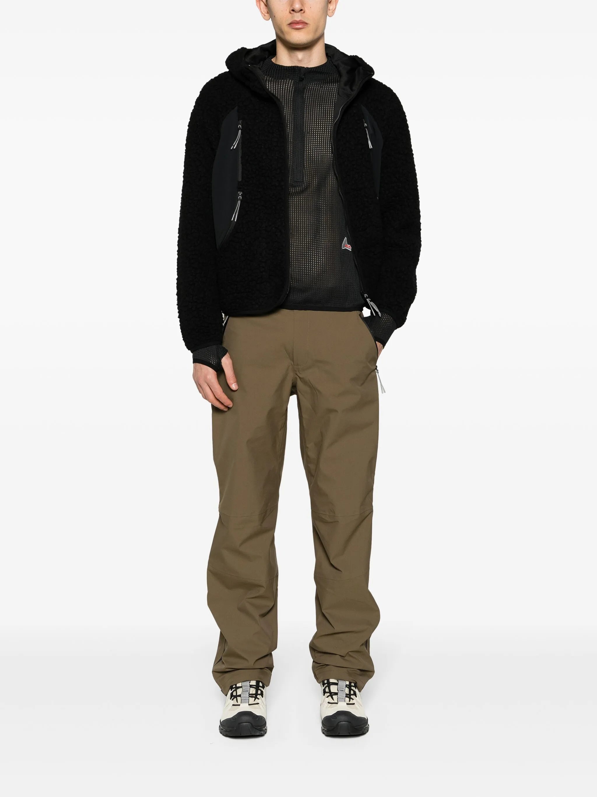 zip-up mesh sweatshirt