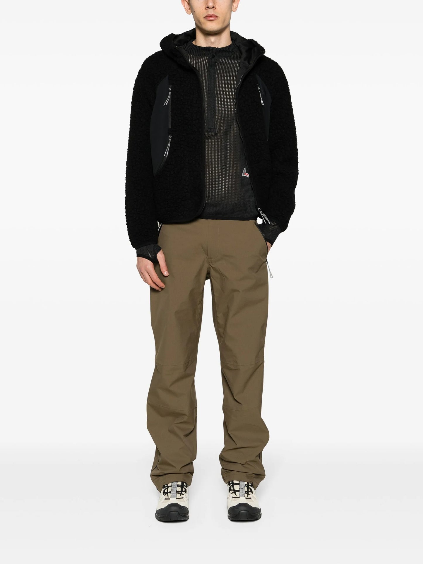 zip-up mesh sweatshirt