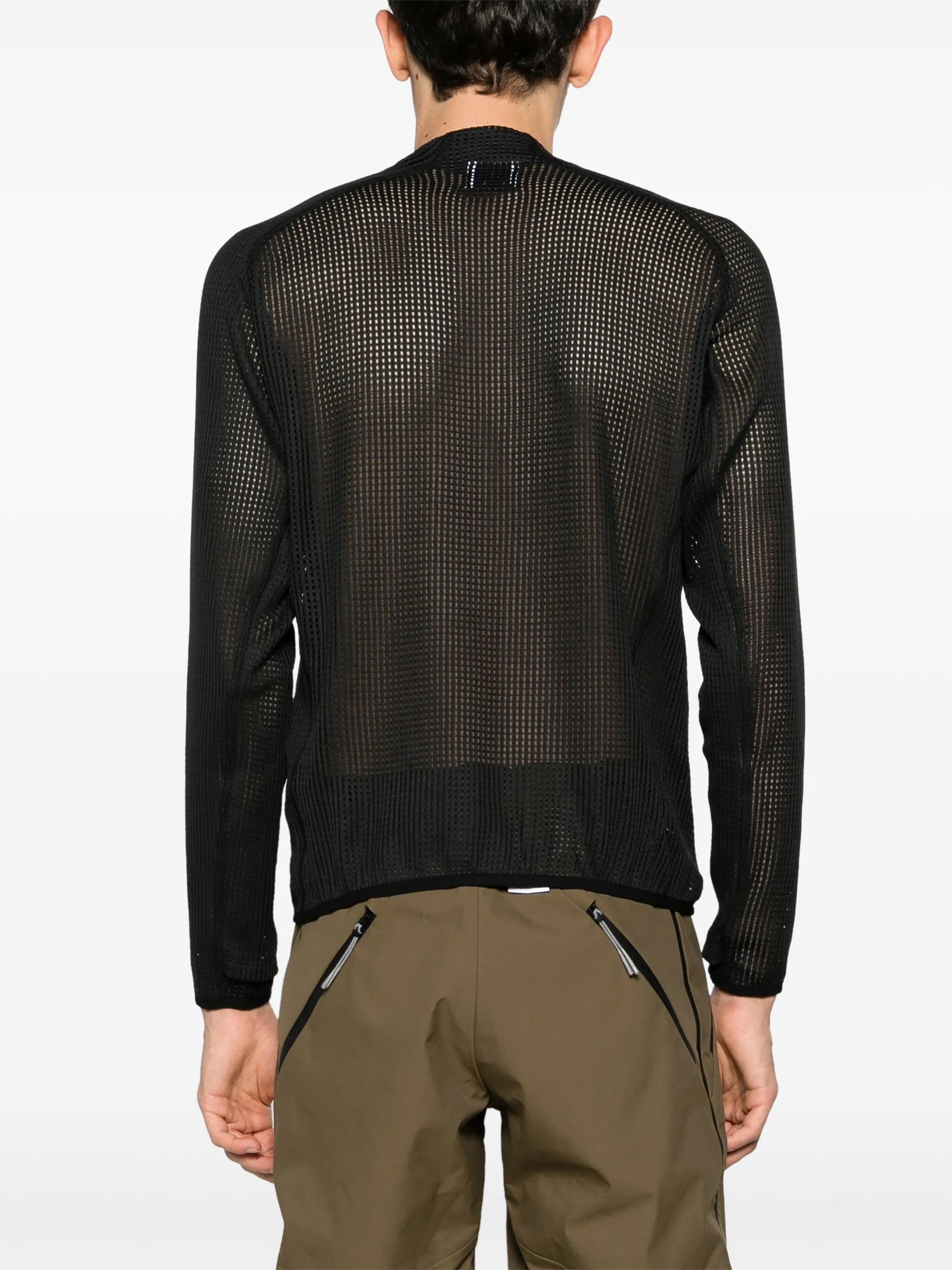 zip-up mesh sweatshirt