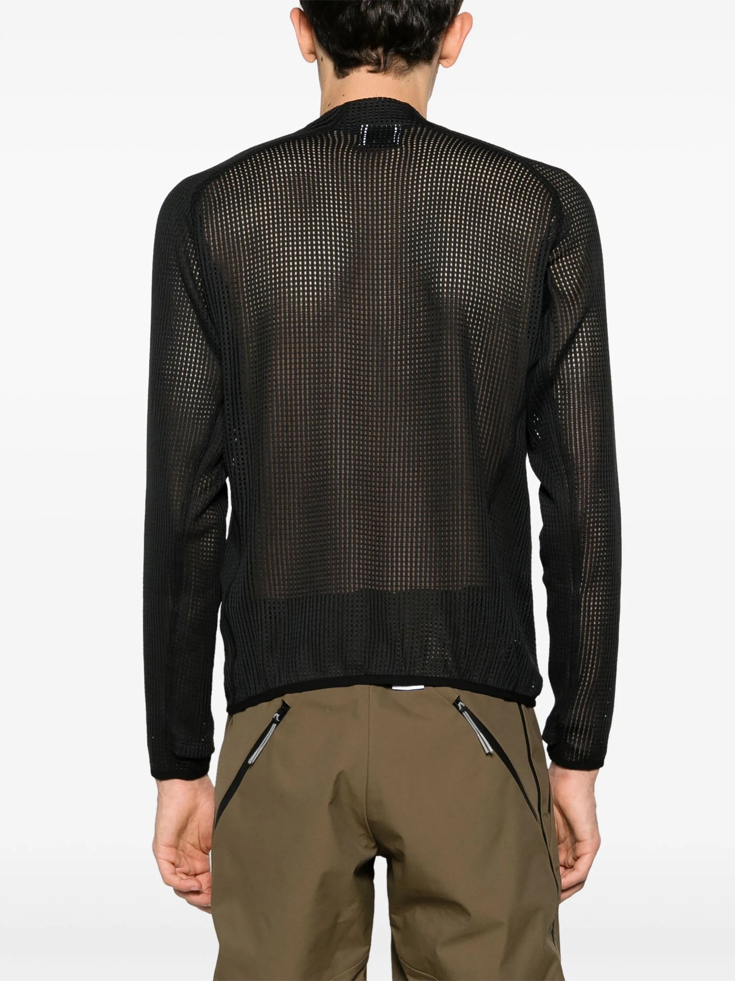 zip-up mesh sweatshirt