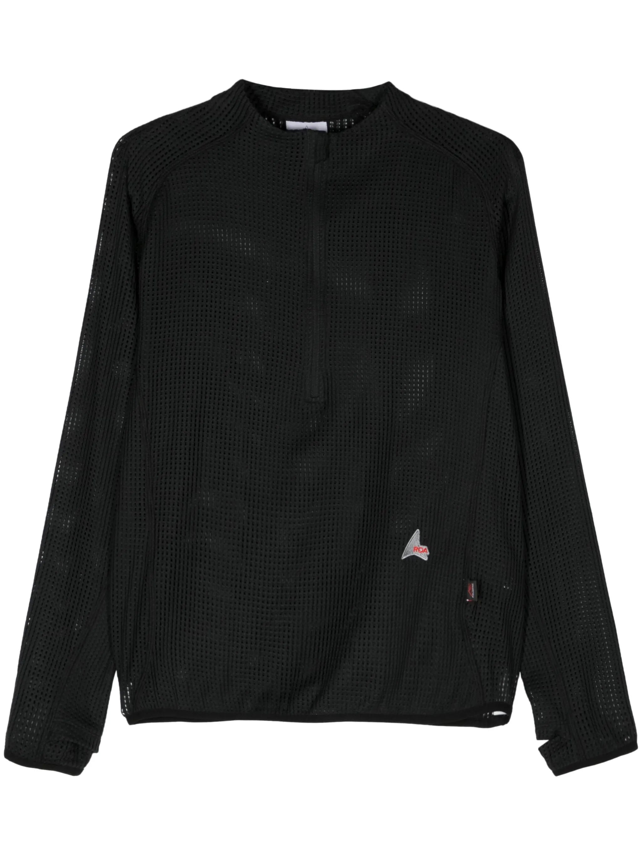 zip-up mesh sweatshirt
