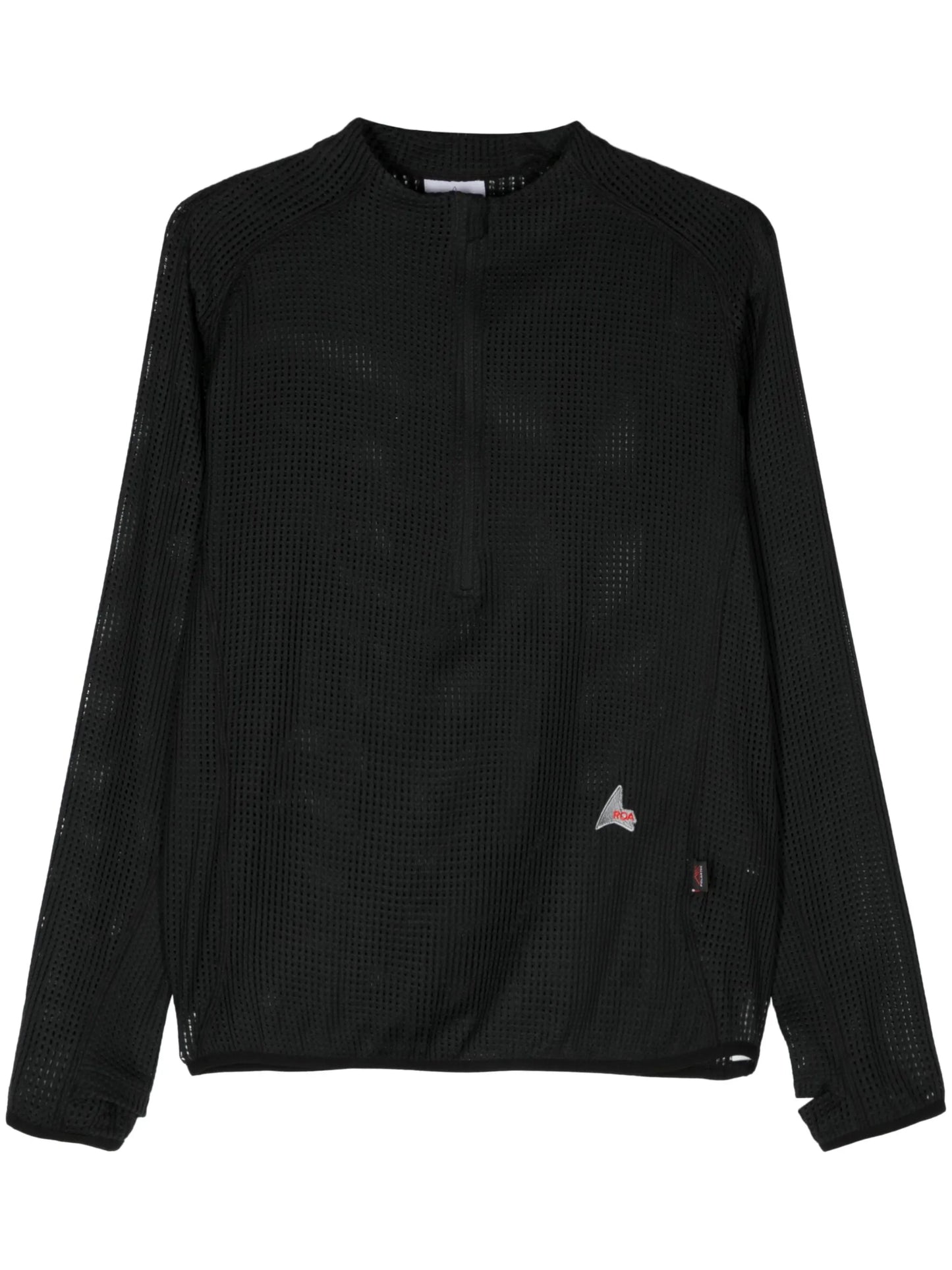 zip-up mesh sweatshirt
