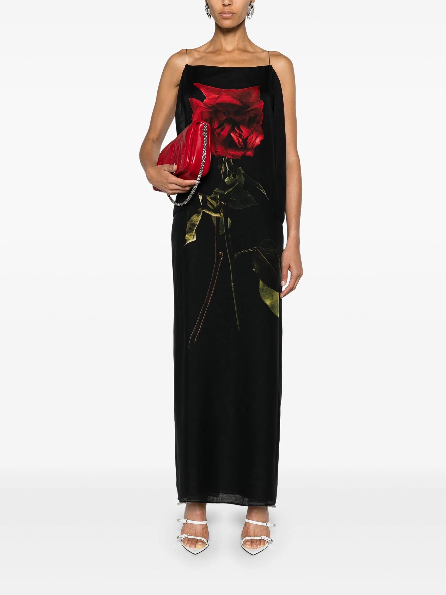 Shadow Rose-print silk dress