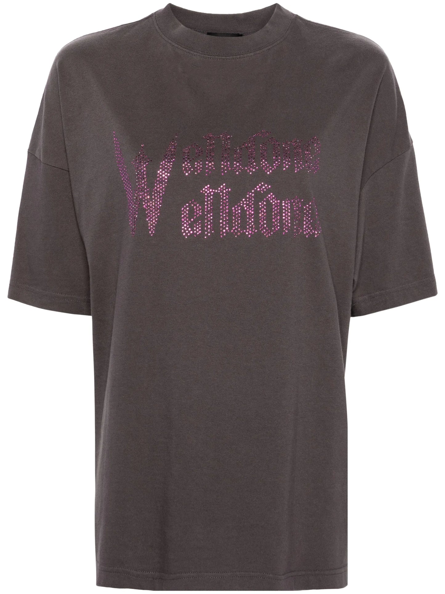 logo-rhinestone cotton T-shirt
