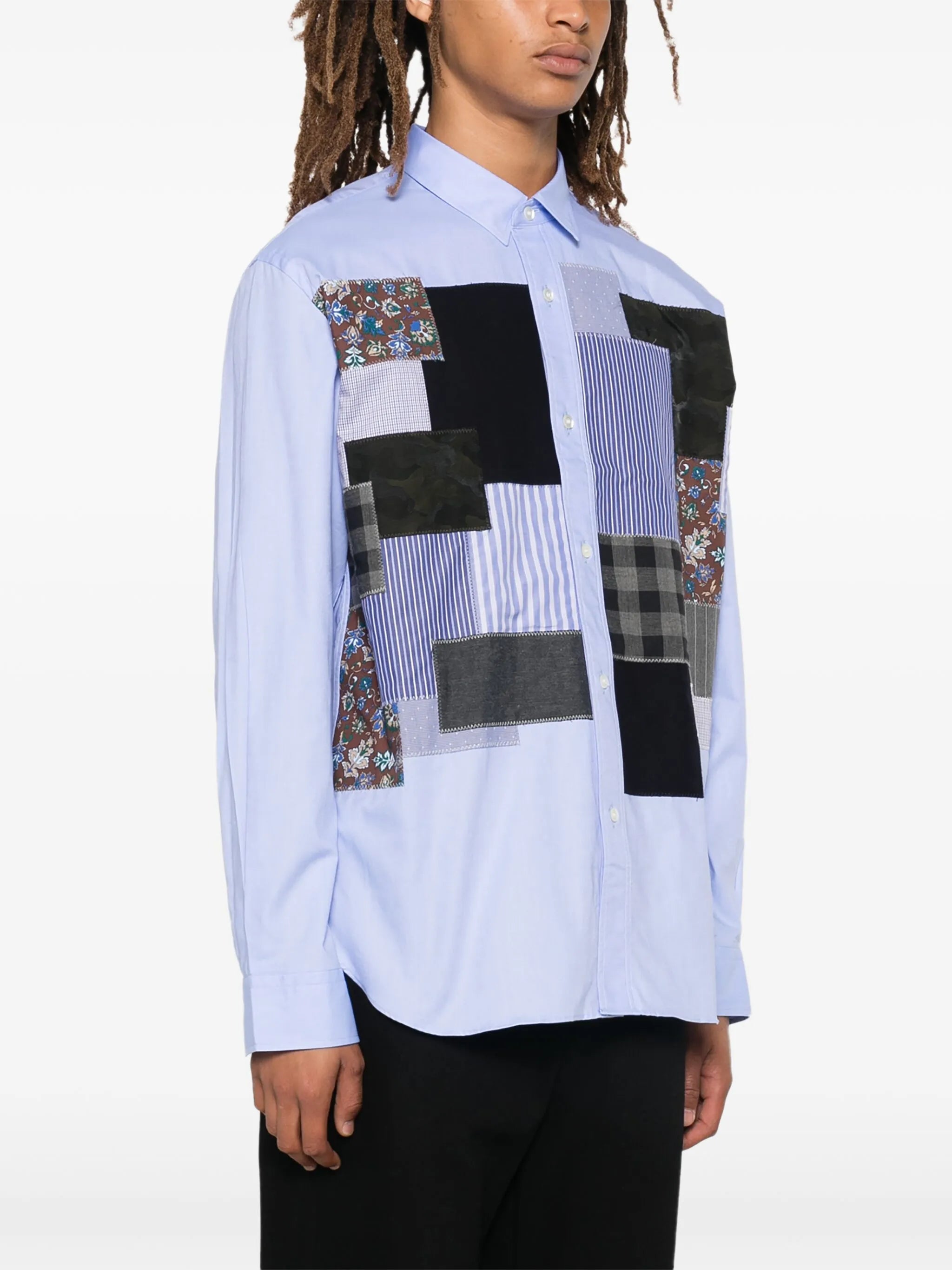 patchwork-design shirt