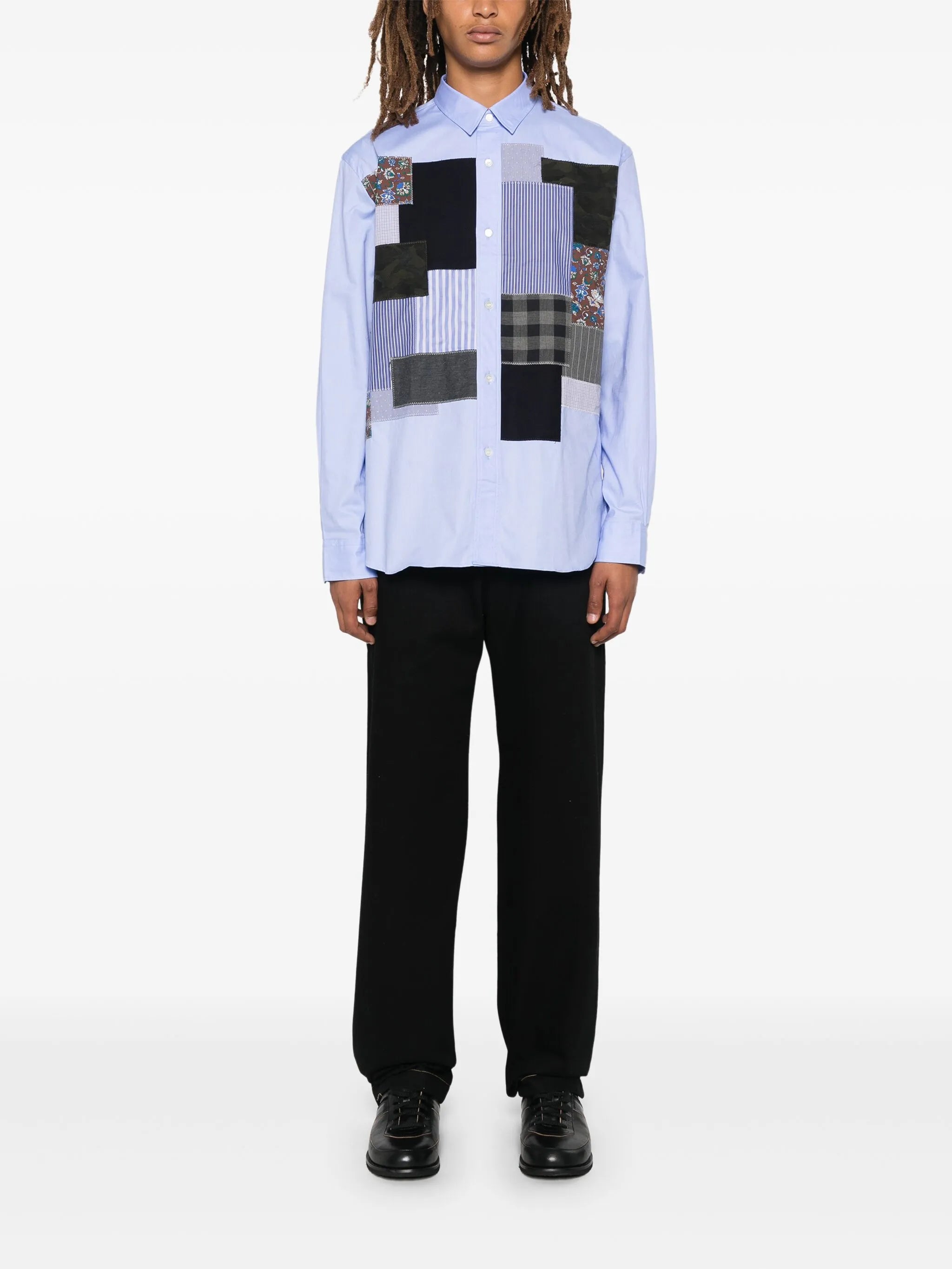 patchwork-design shirt
