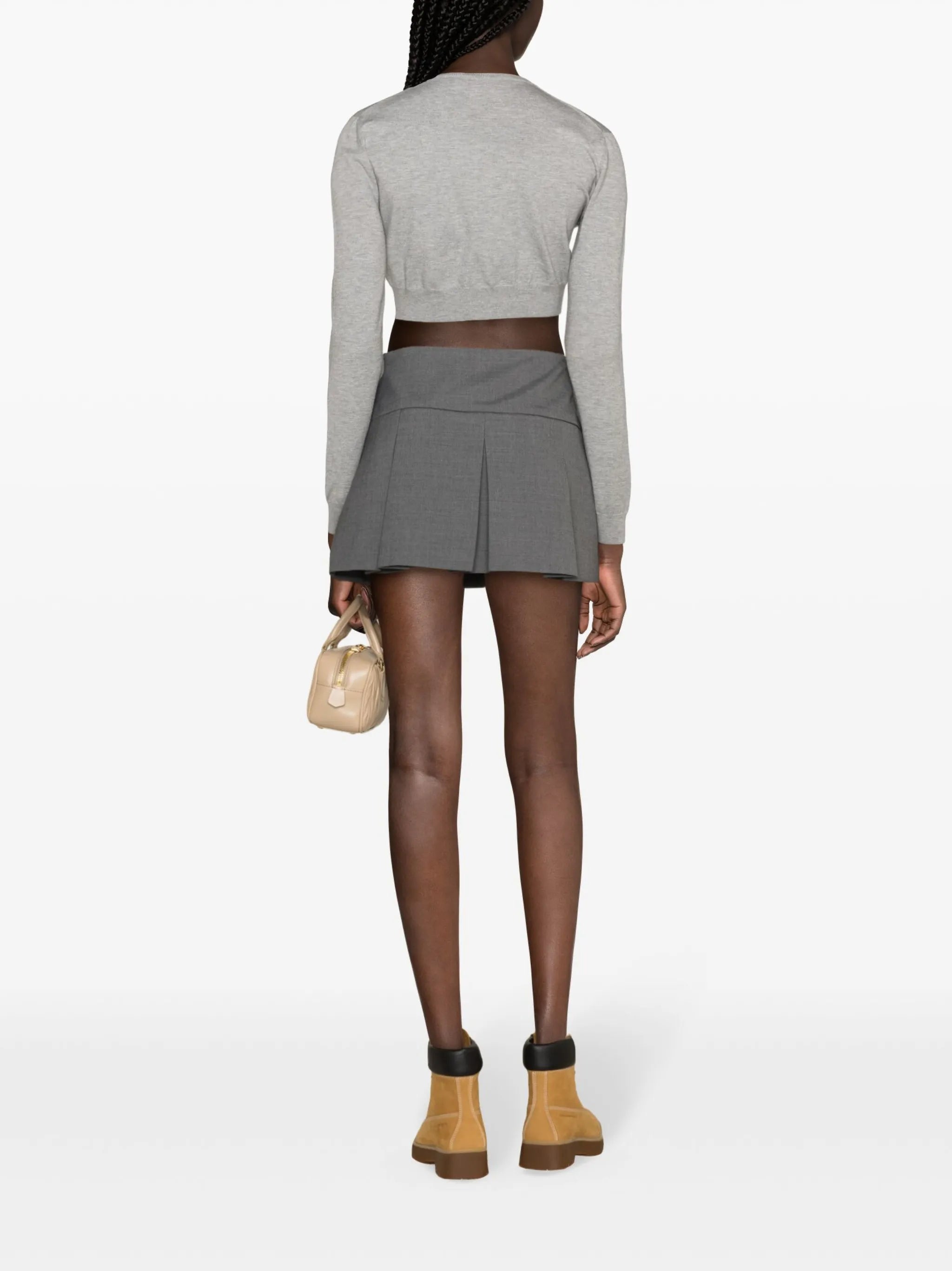 logo-embroidered pleated miniskirt