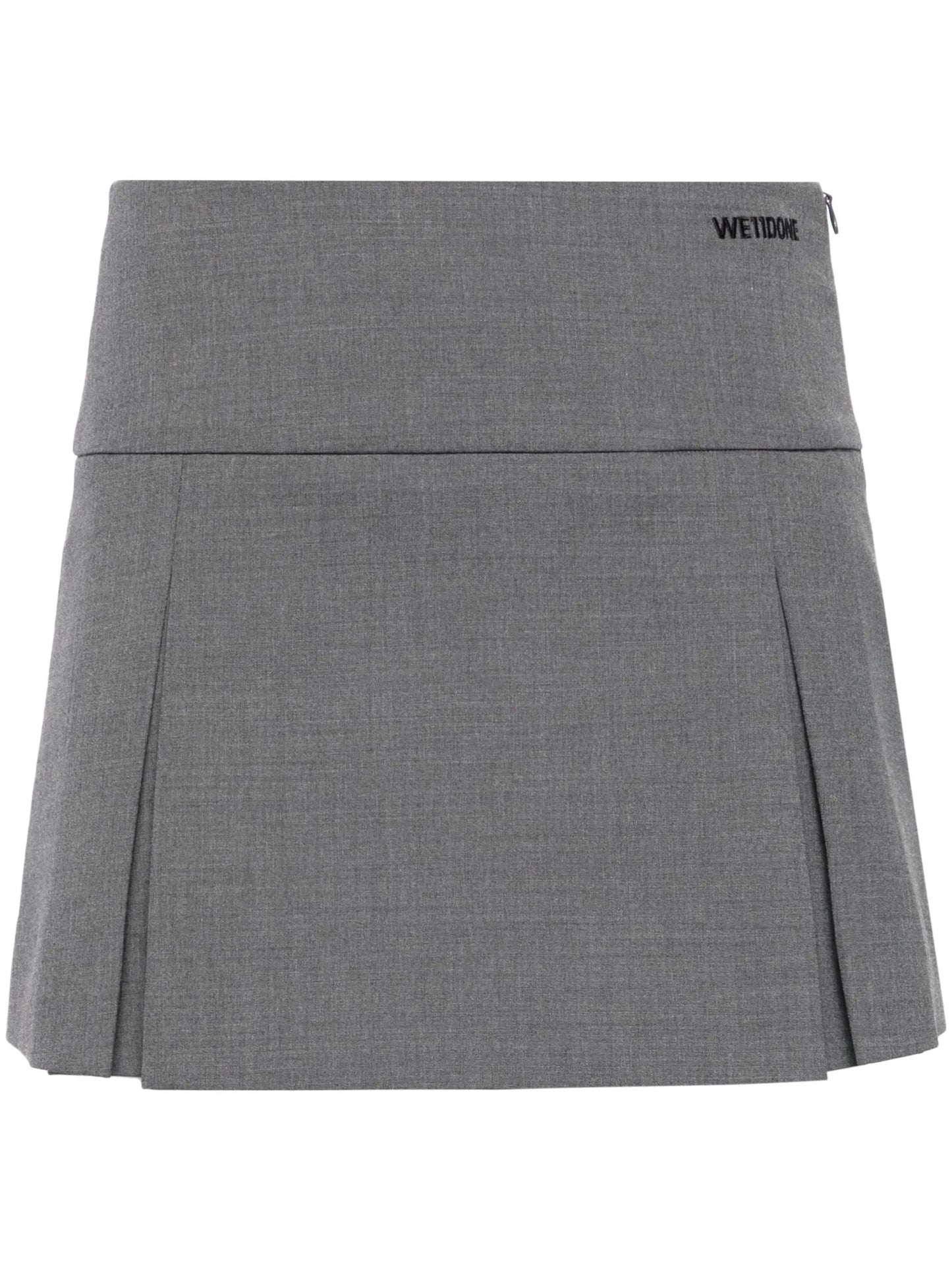 logo-embroidered pleated miniskirt