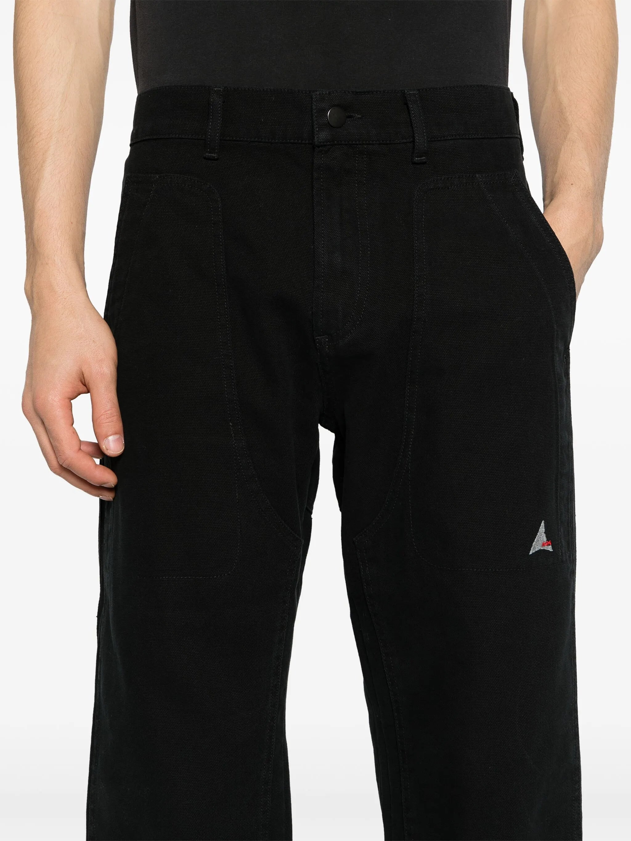 logo-embroidered canvas trousers