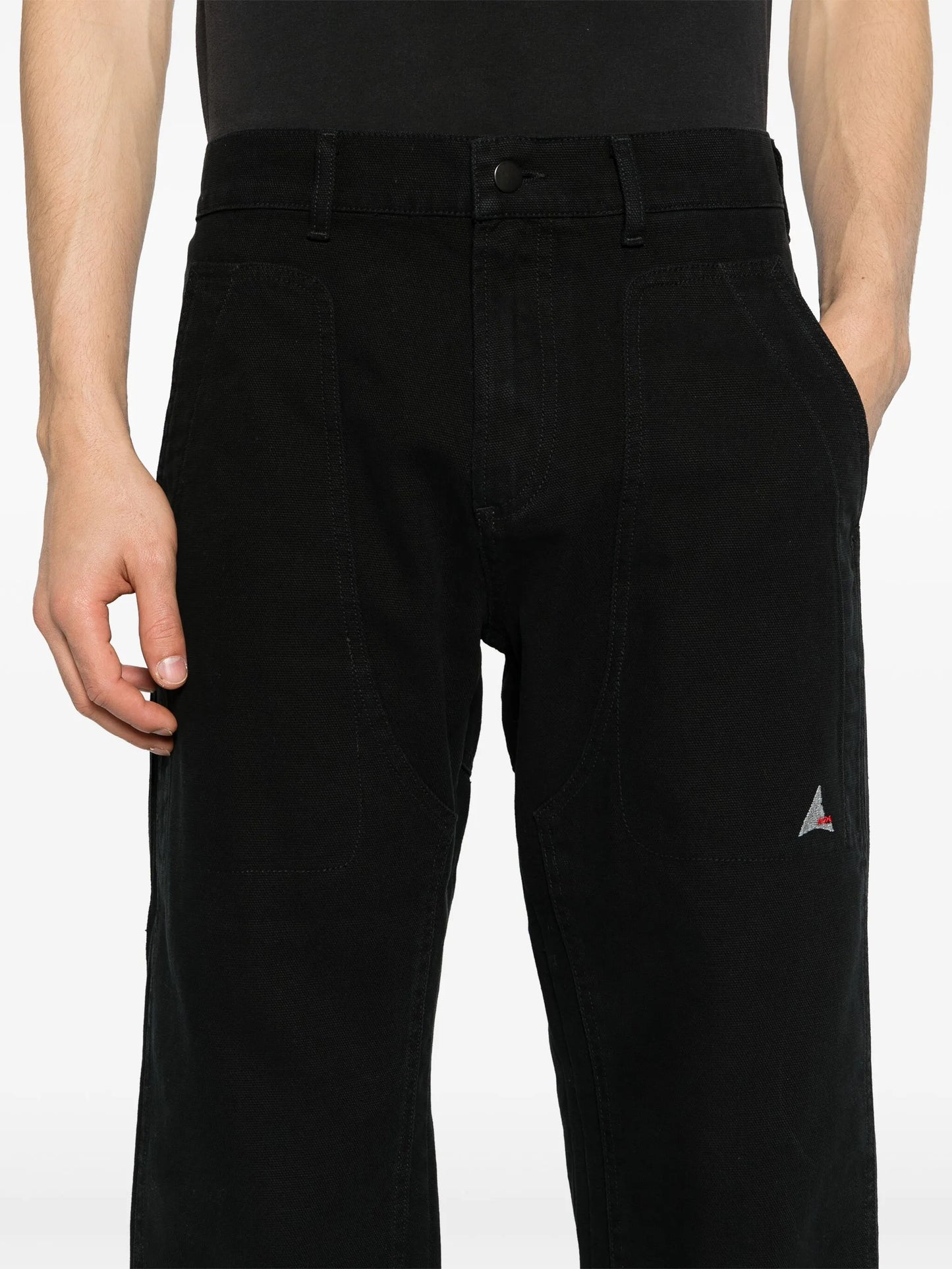 logo-embroidered canvas trousers