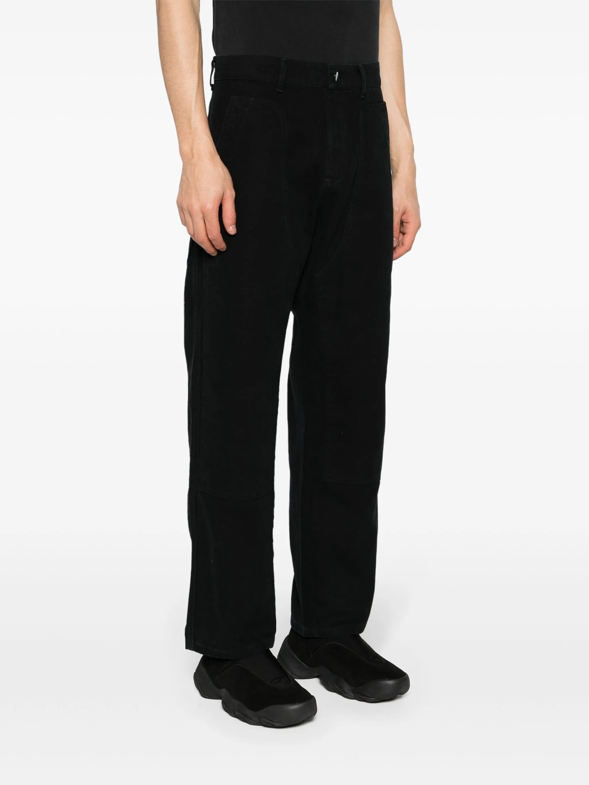 logo-embroidered canvas trousers