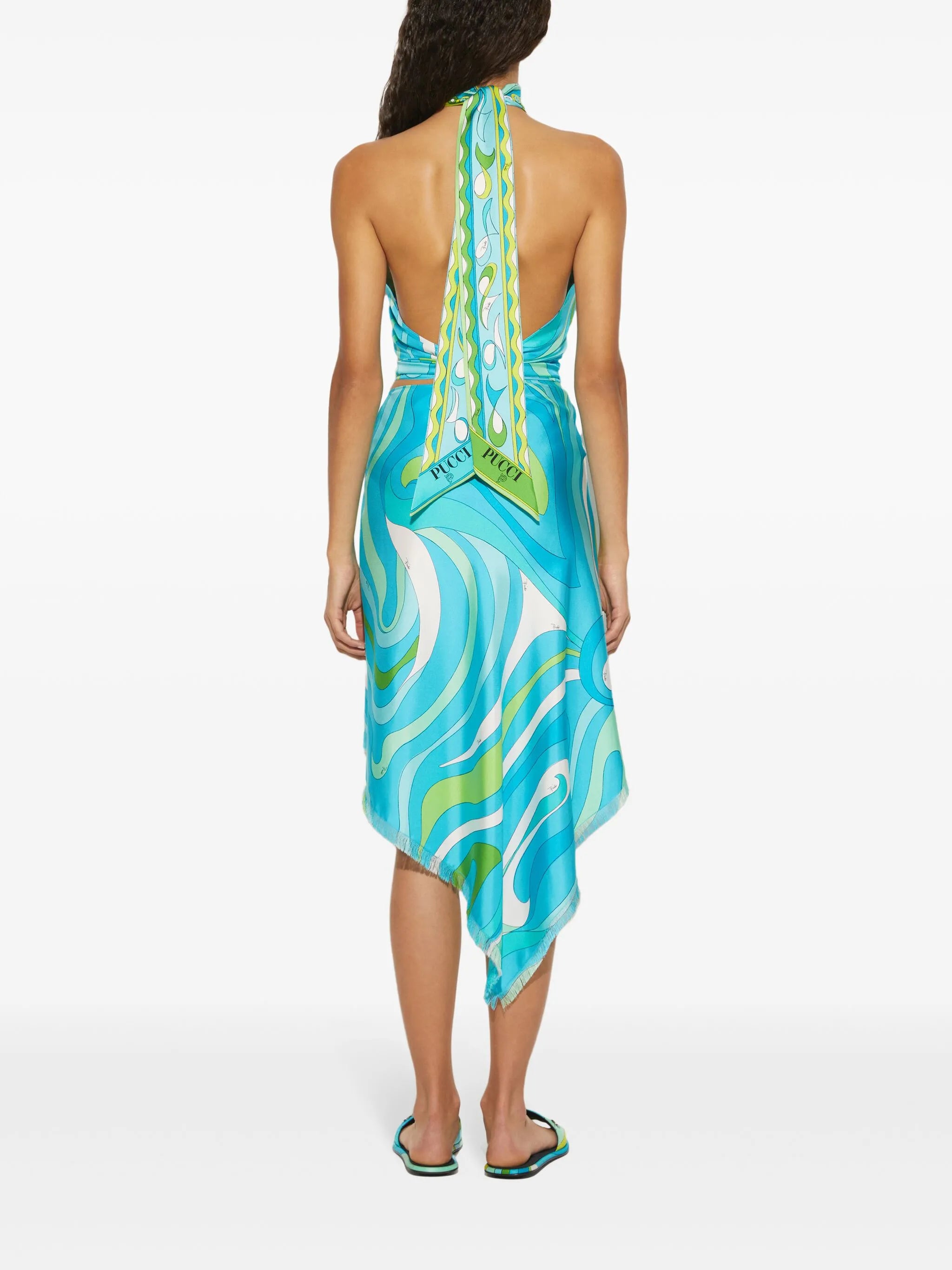 Marmo-print silk skirt