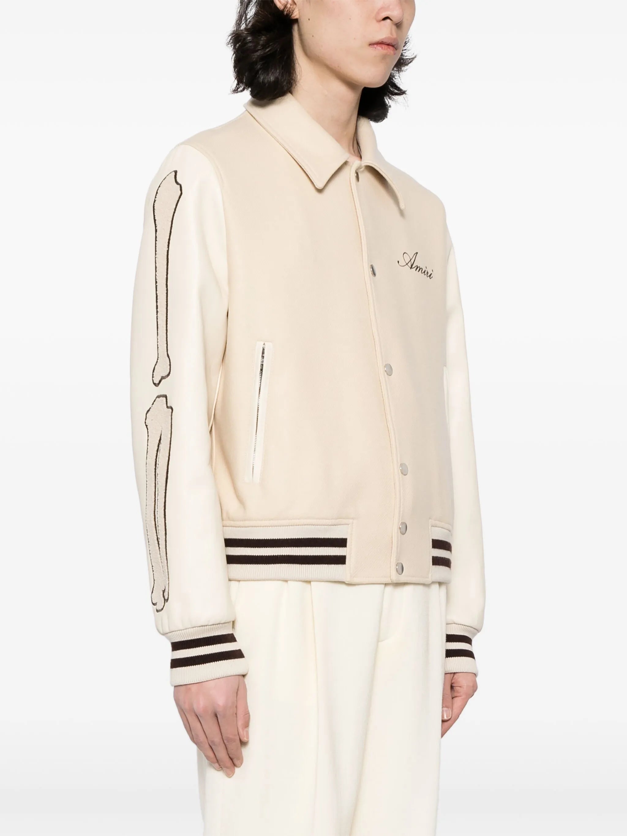 Bones appliqué-detail varsity jacket