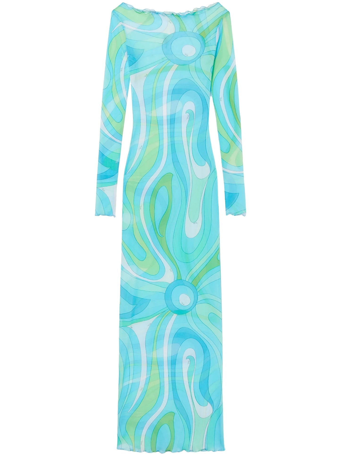 Marmo-print semi-sheer maxi dress