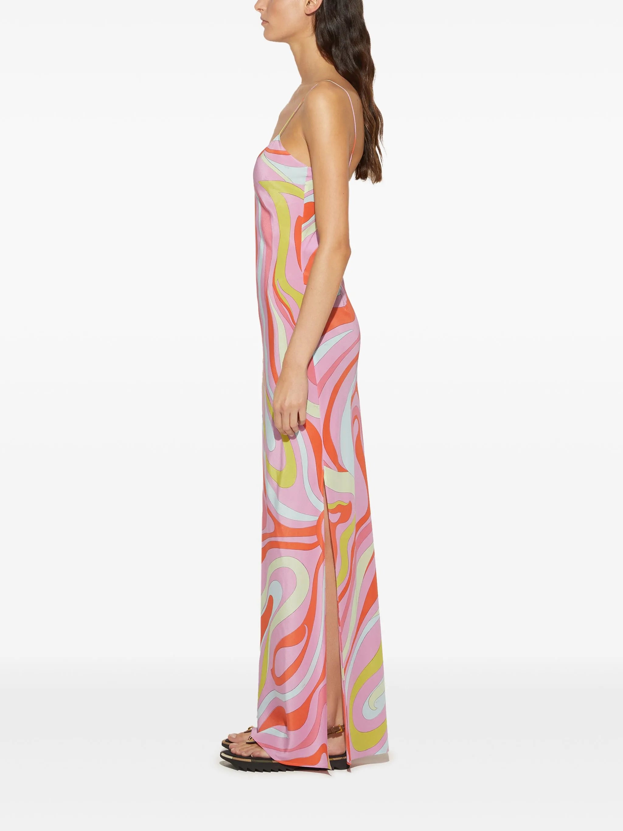 Marmo-print silk dress