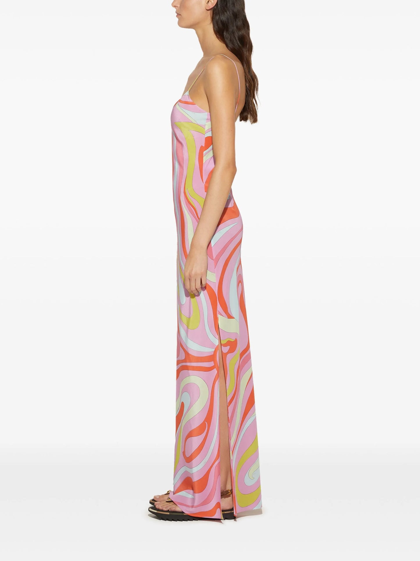 Marmo-print silk dress
