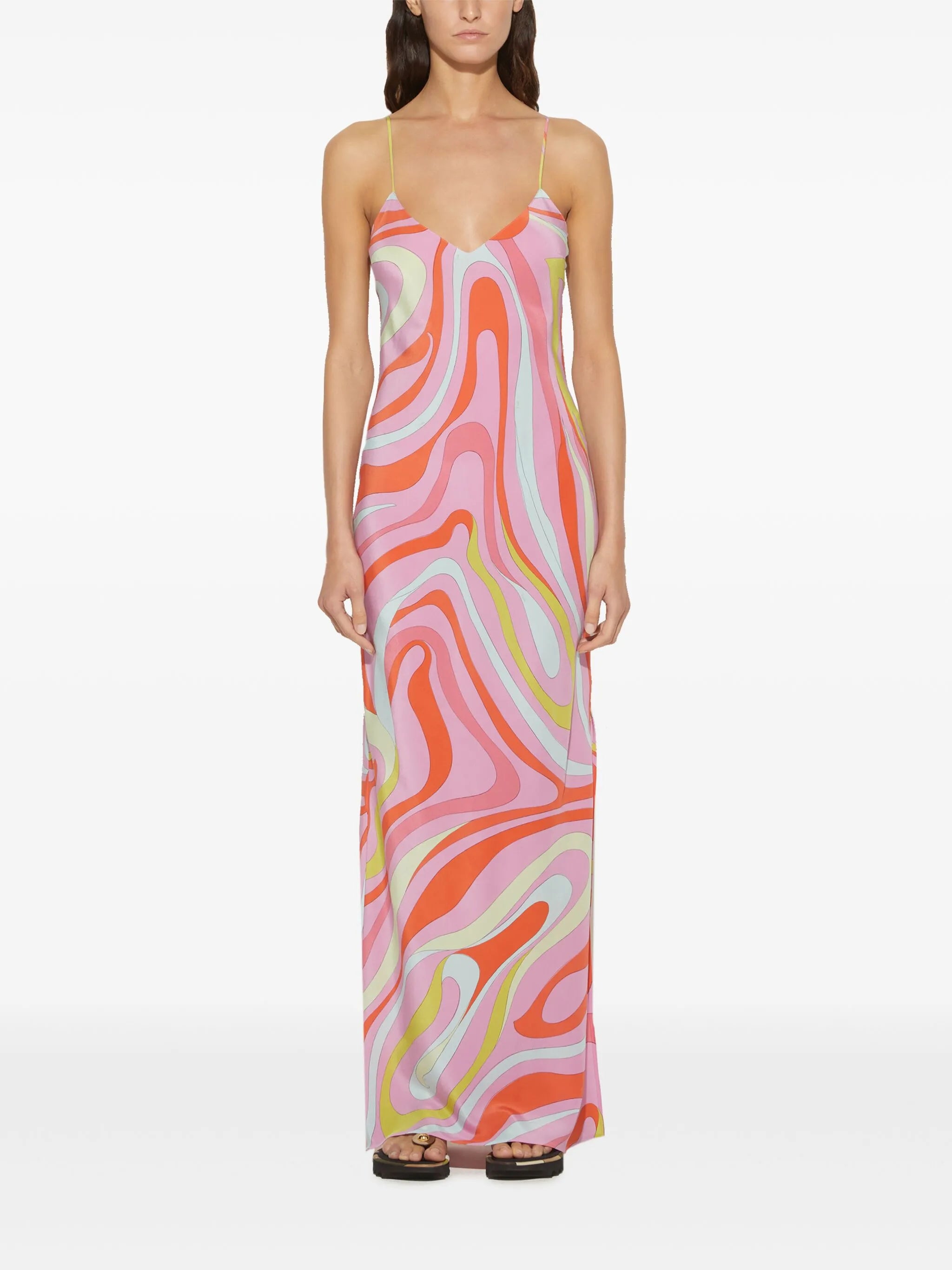 Marmo-print silk dress