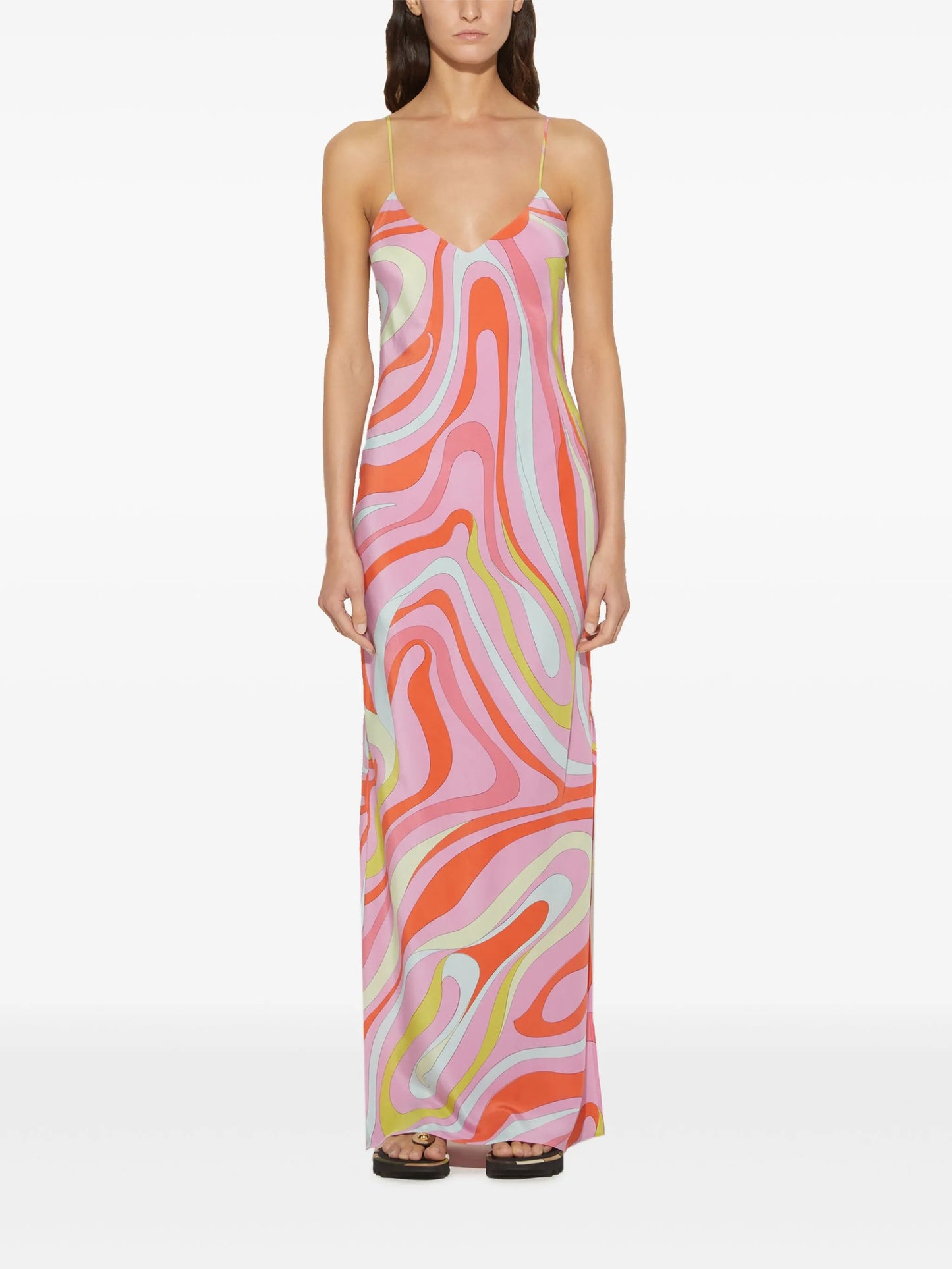 Marmo-print silk dress