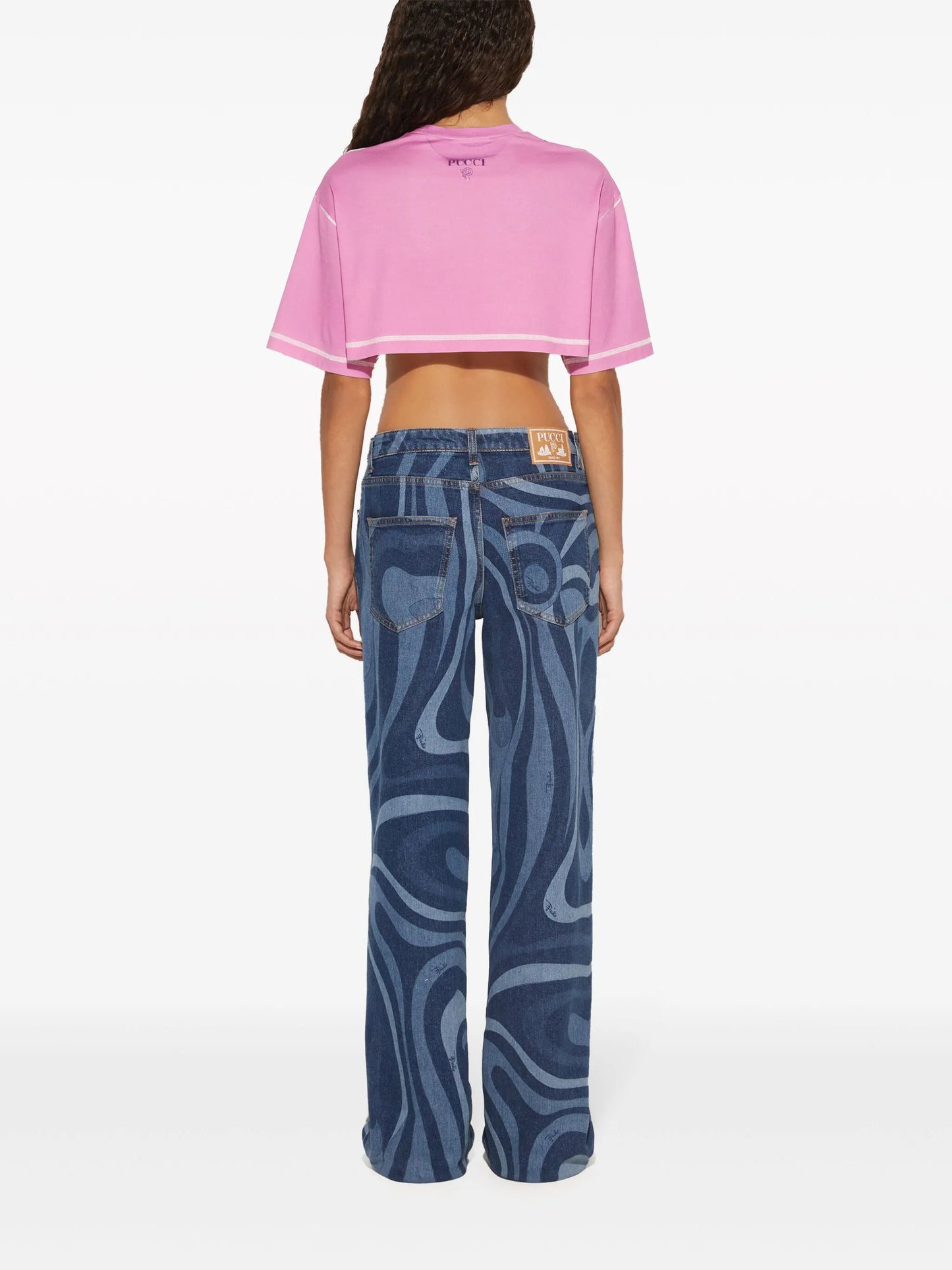 Marmo-print straight-leg jeans