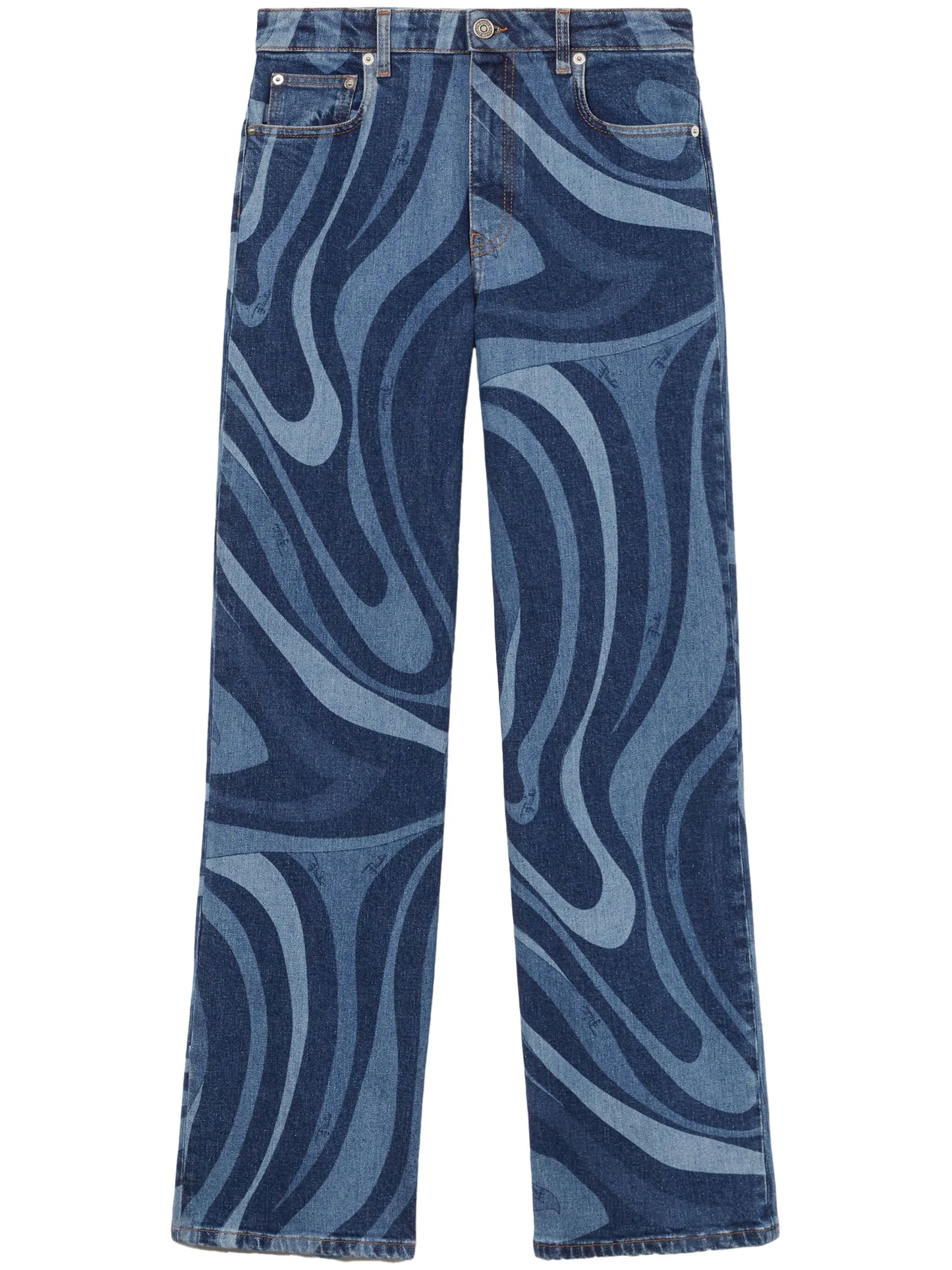 Marmo-print straight-leg jeans
