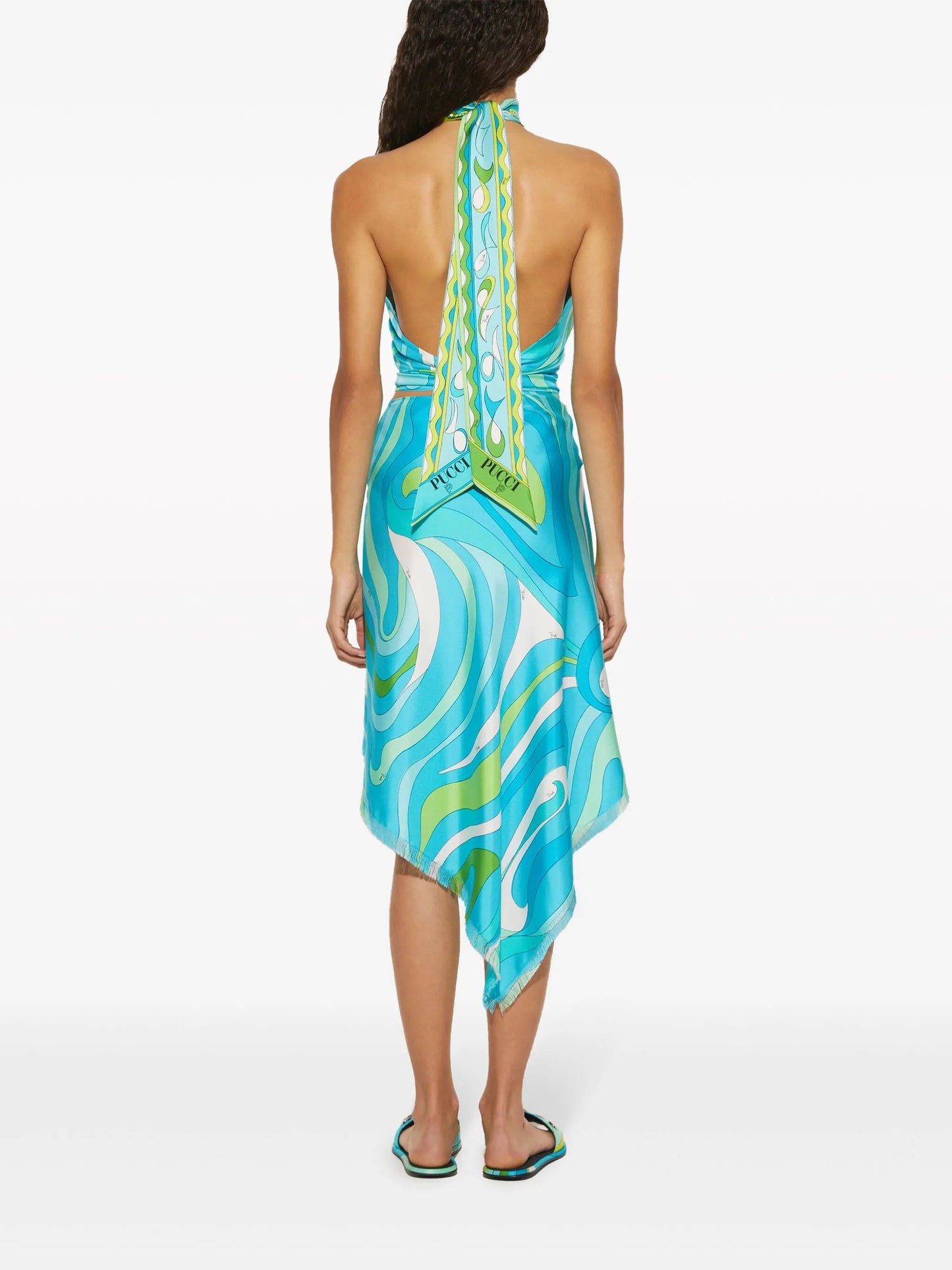 Marmo-print silk top