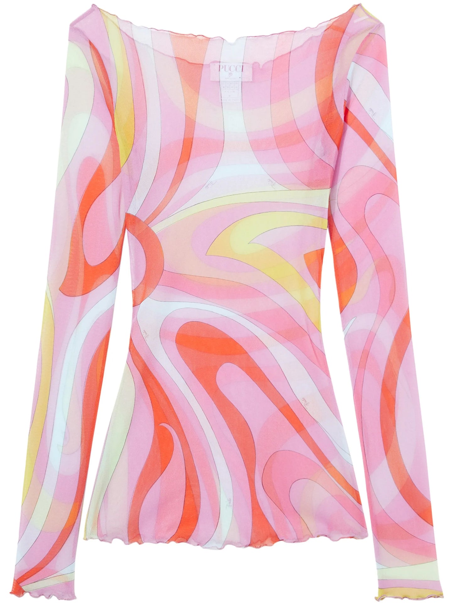 Marmo-print boat-neck top