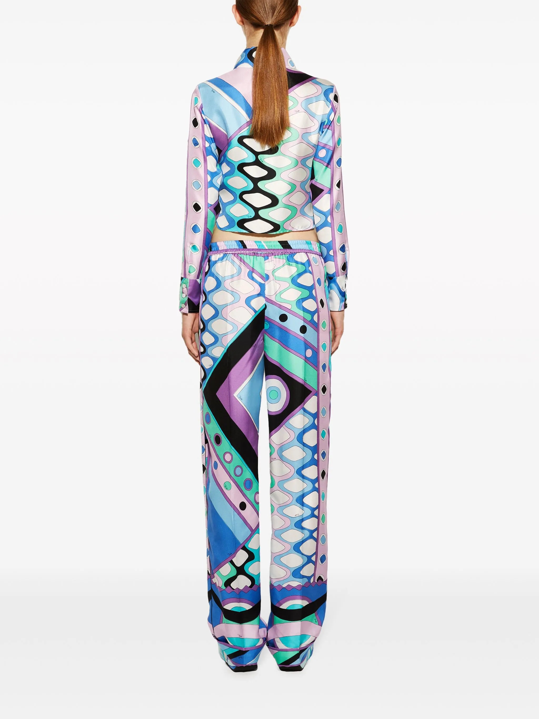 Vivara-print silk trousers