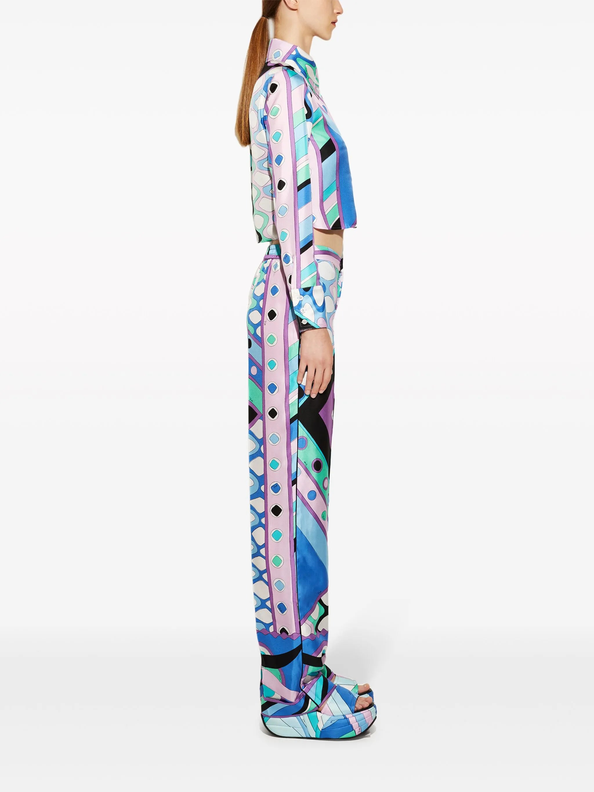 Vivara-print silk trousers