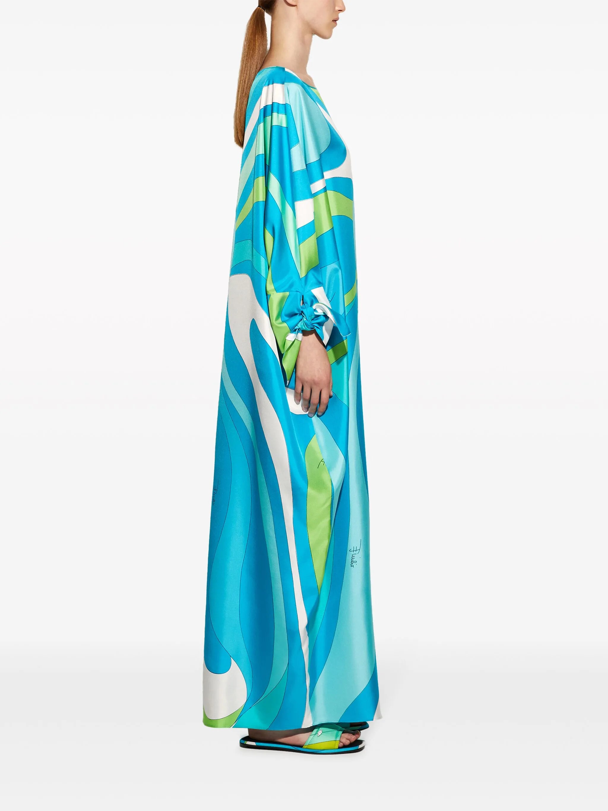 Marmo-print kaftan silk dress