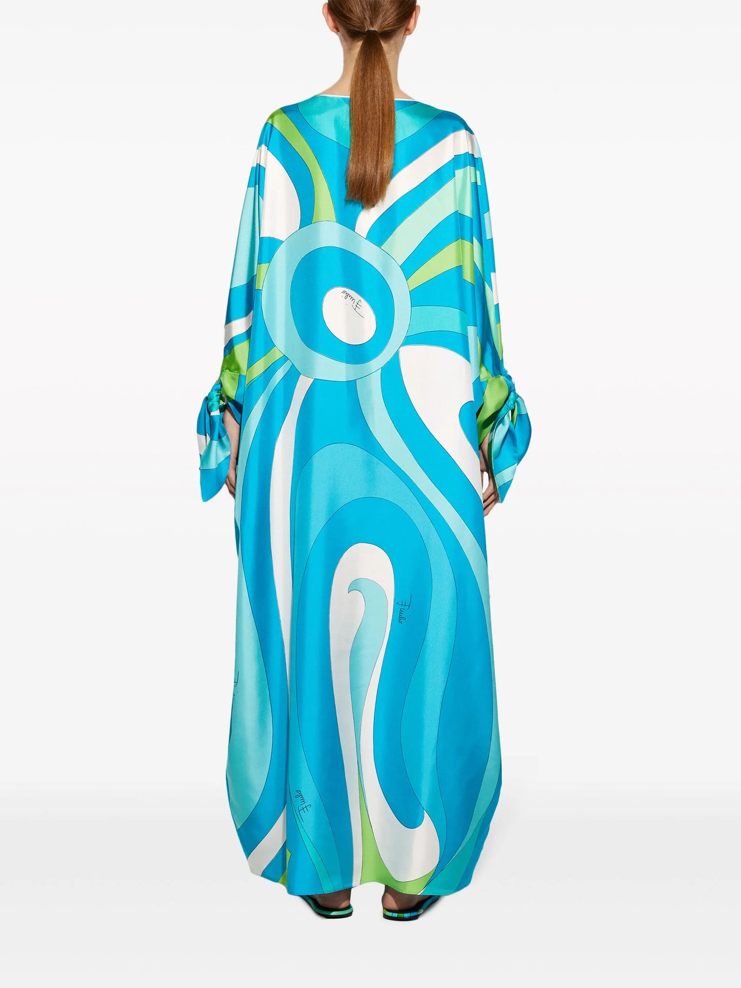 Marmo-print kaftan silk dress