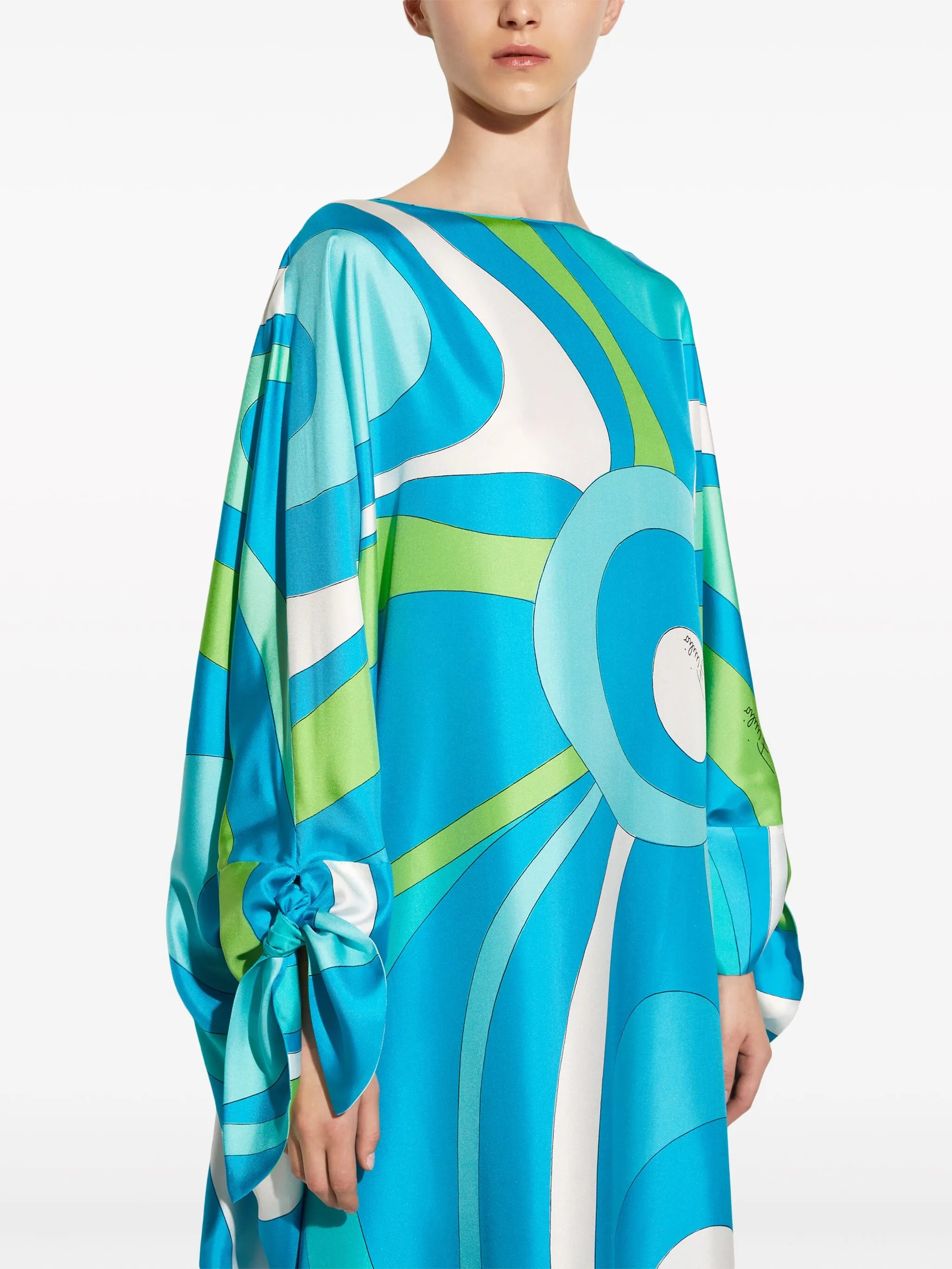 Marmo-print kaftan silk dress