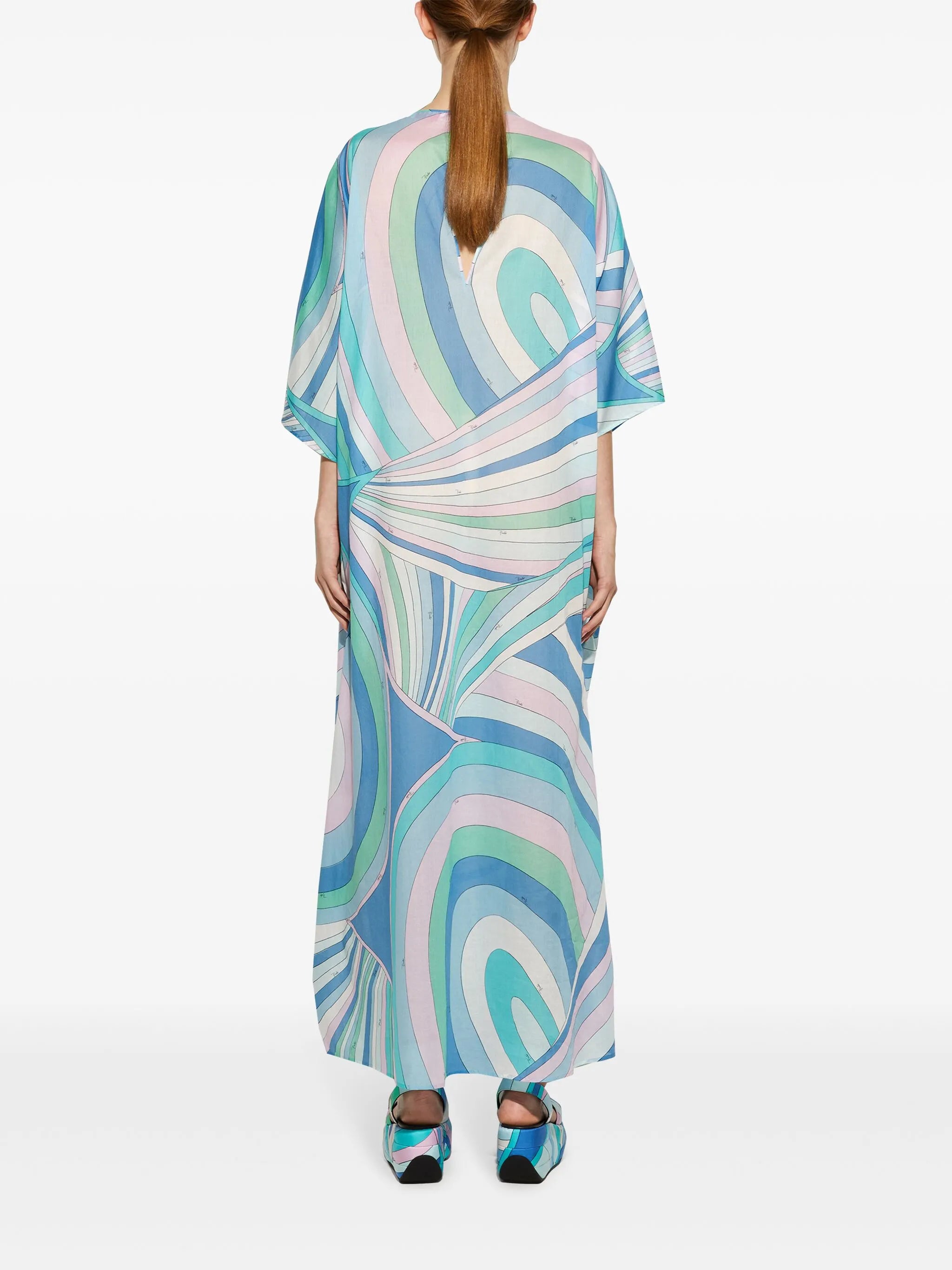 Iride-print cotton kaftan dress