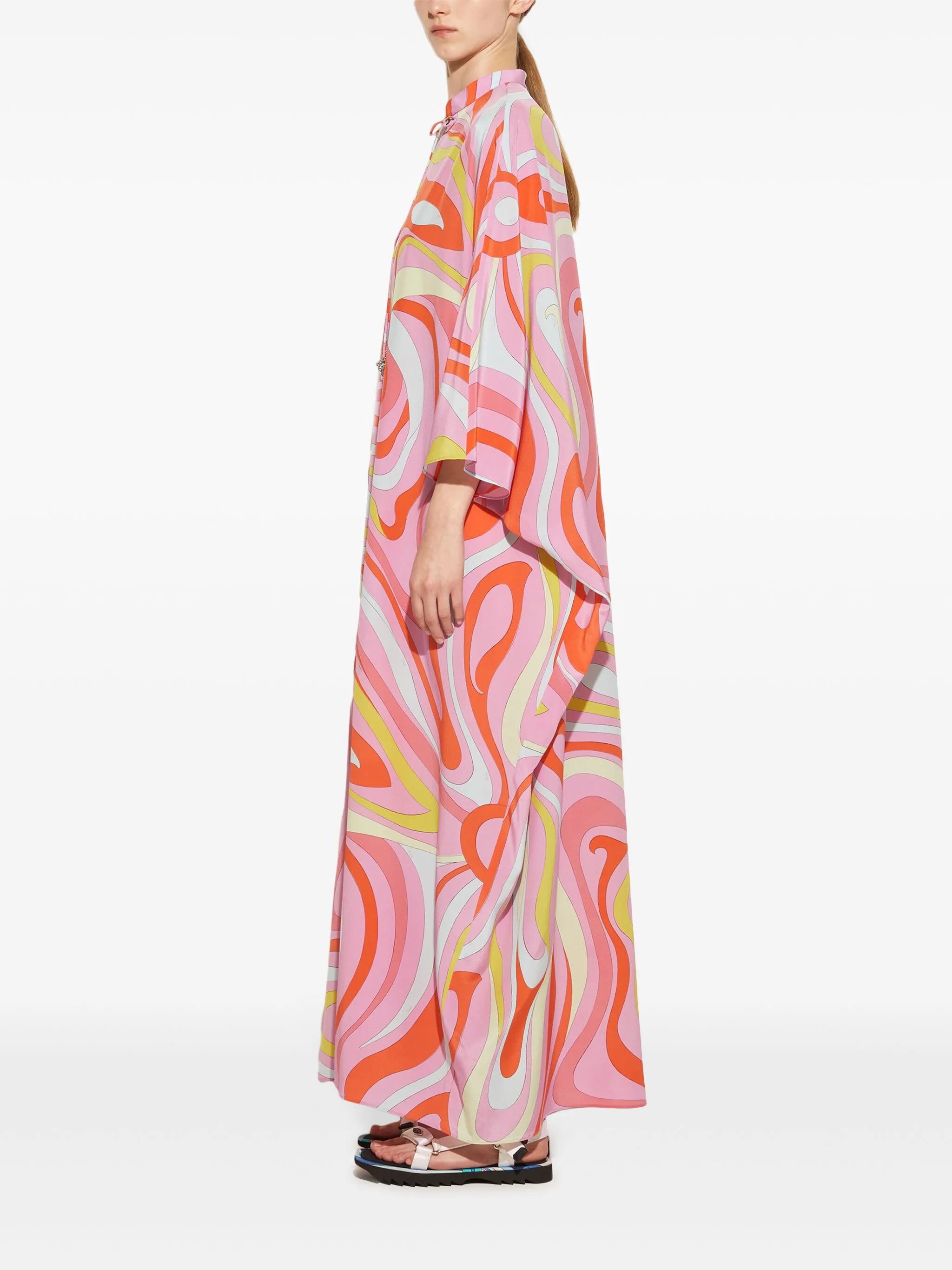 Marmo-print silk maxi dress