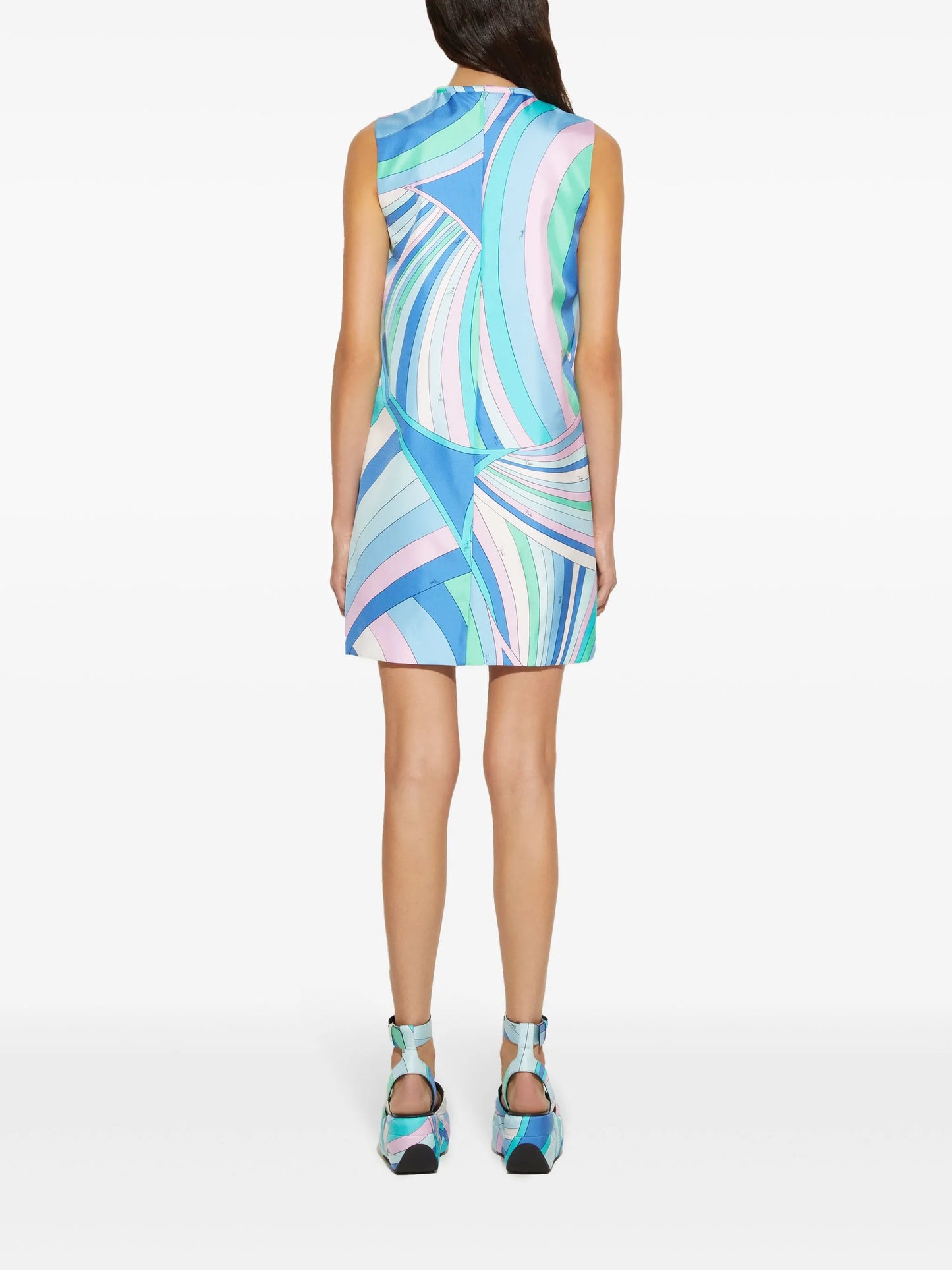 Iride-print silk minidress