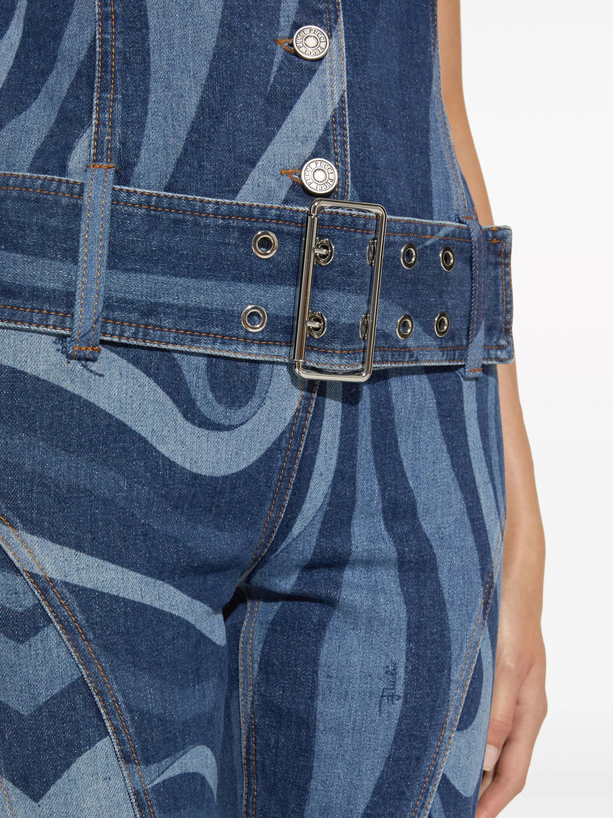 Marmo-print denim jumpsuit