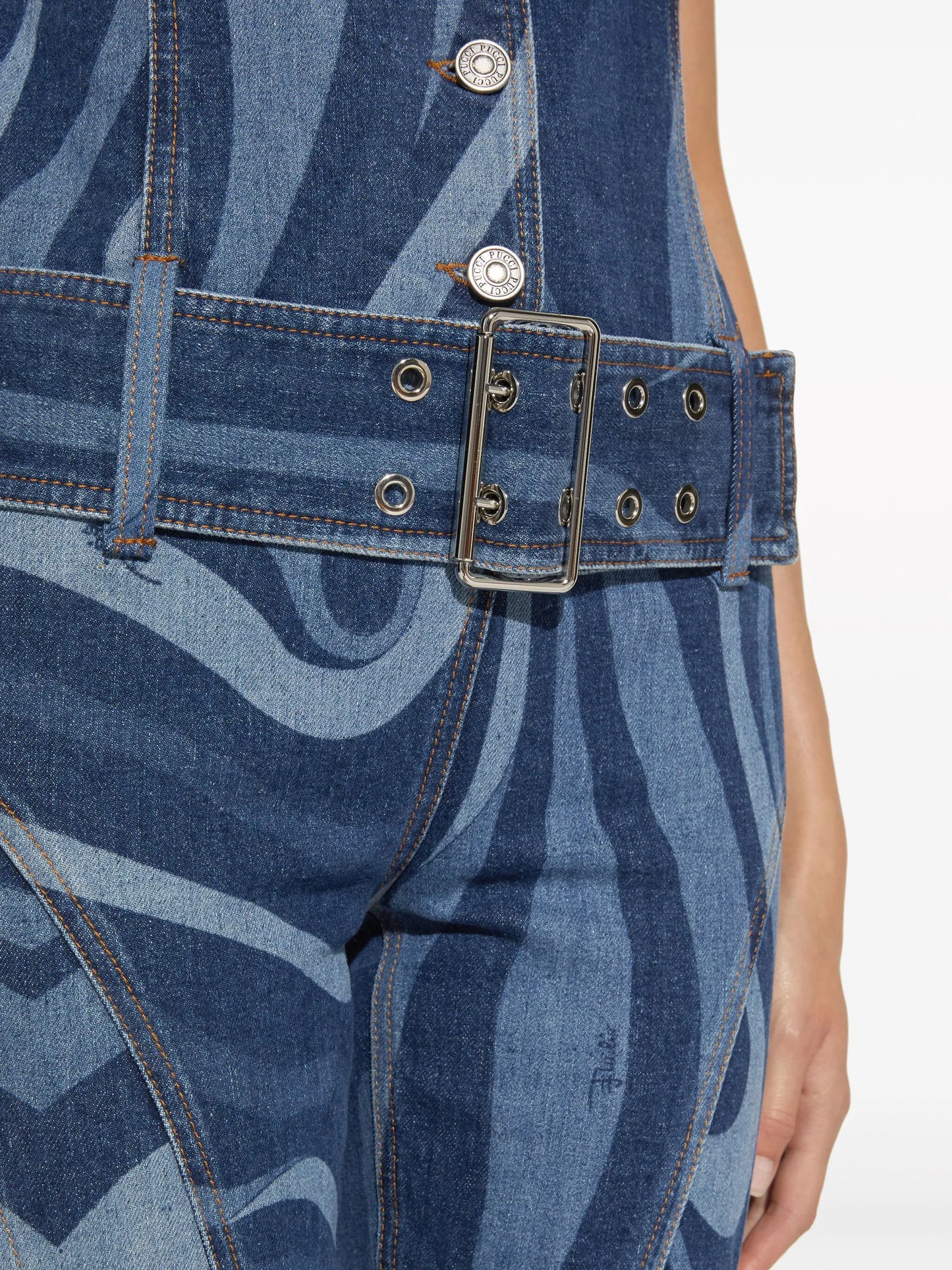 Marmo-print denim jumpsuit