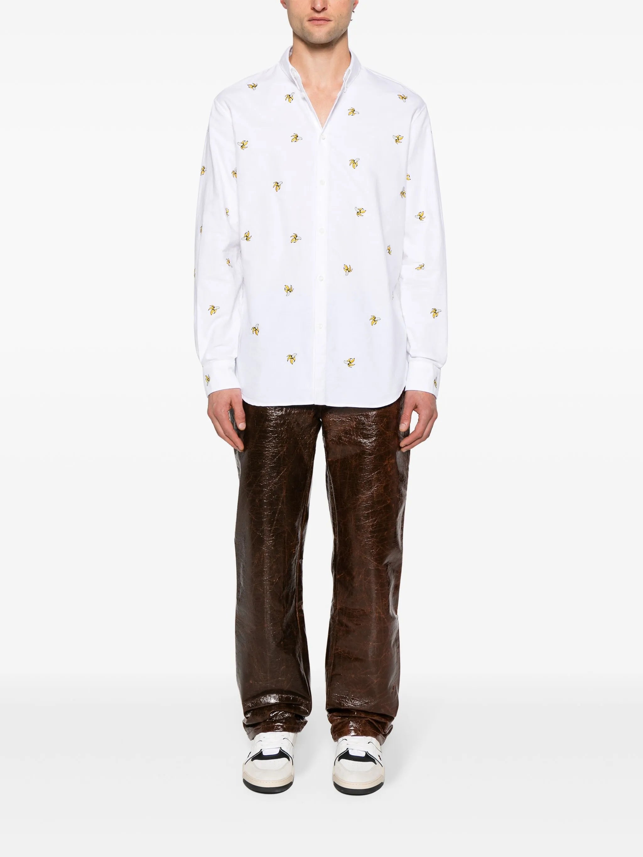 fruit-embroidered cotton shirt