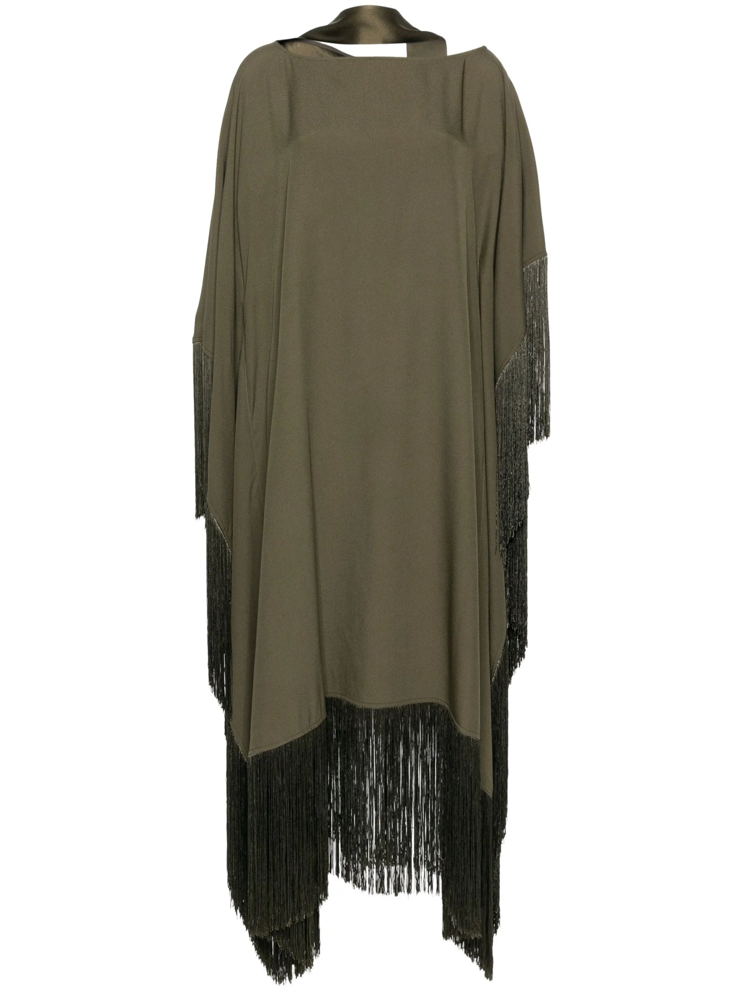 fringe-detail crepe kaftan dress