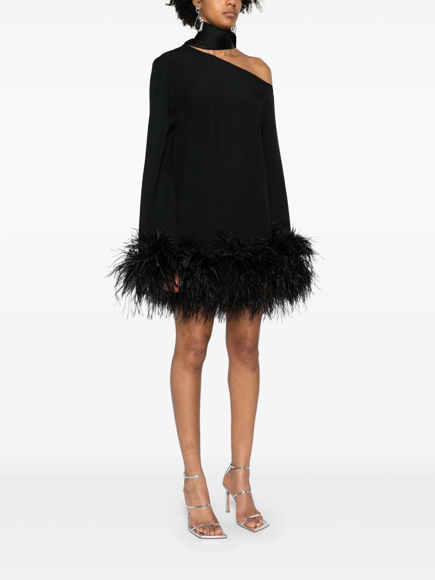 Adige feather-trim minidress