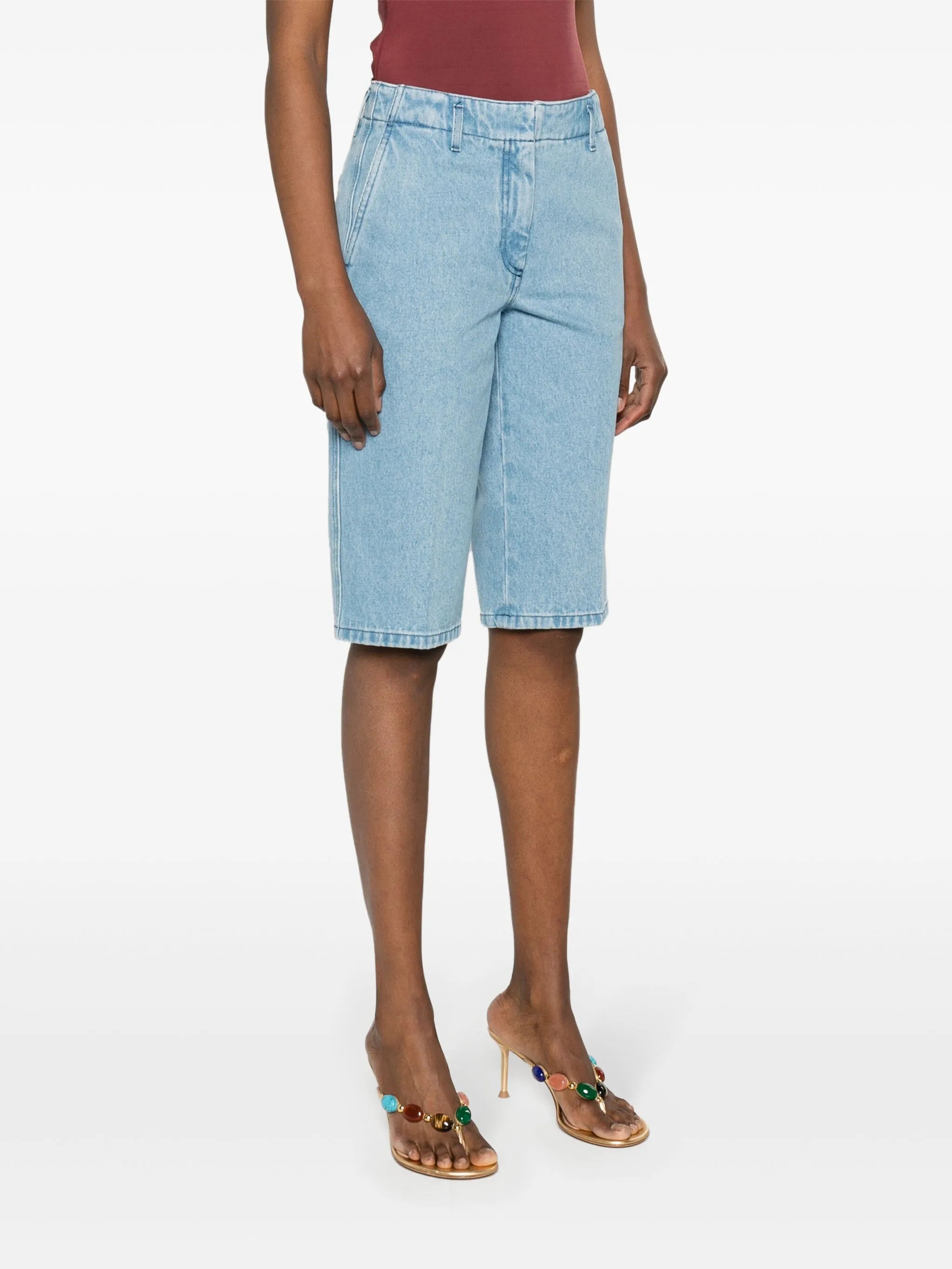 high-waist denim shorts