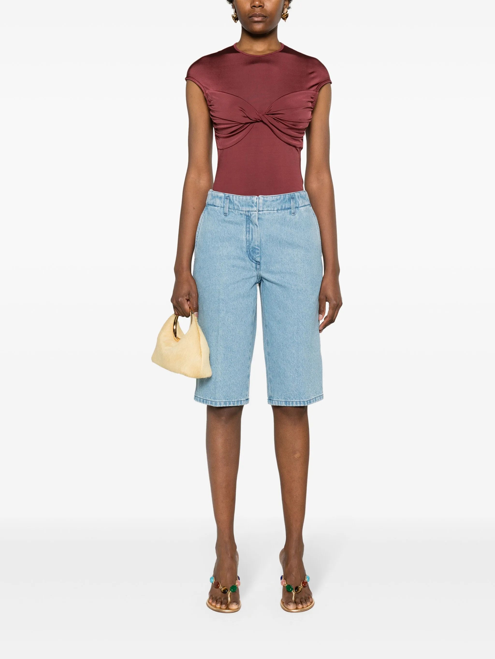 high-waist denim shorts