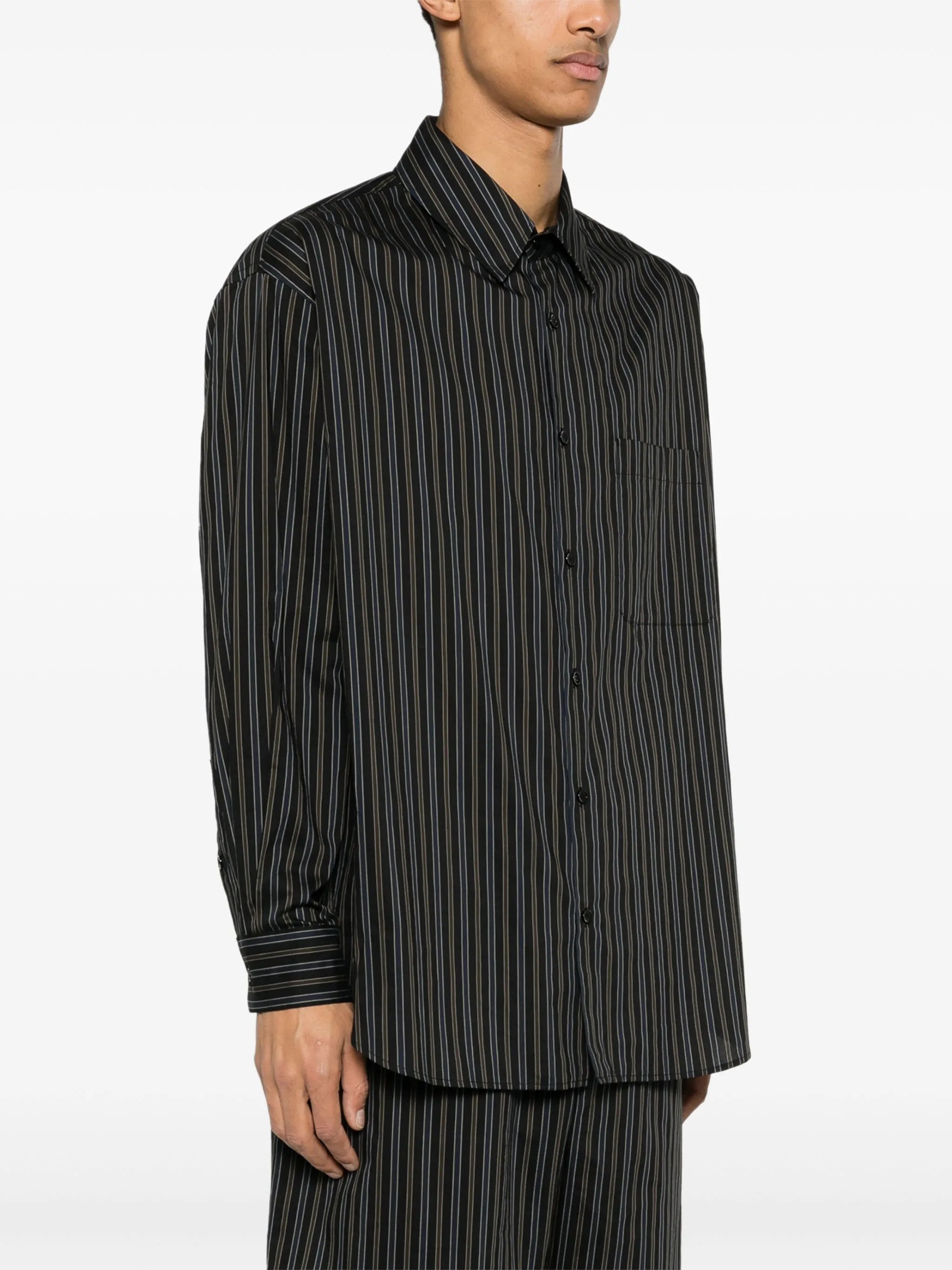 long-sleeved striped shirt
