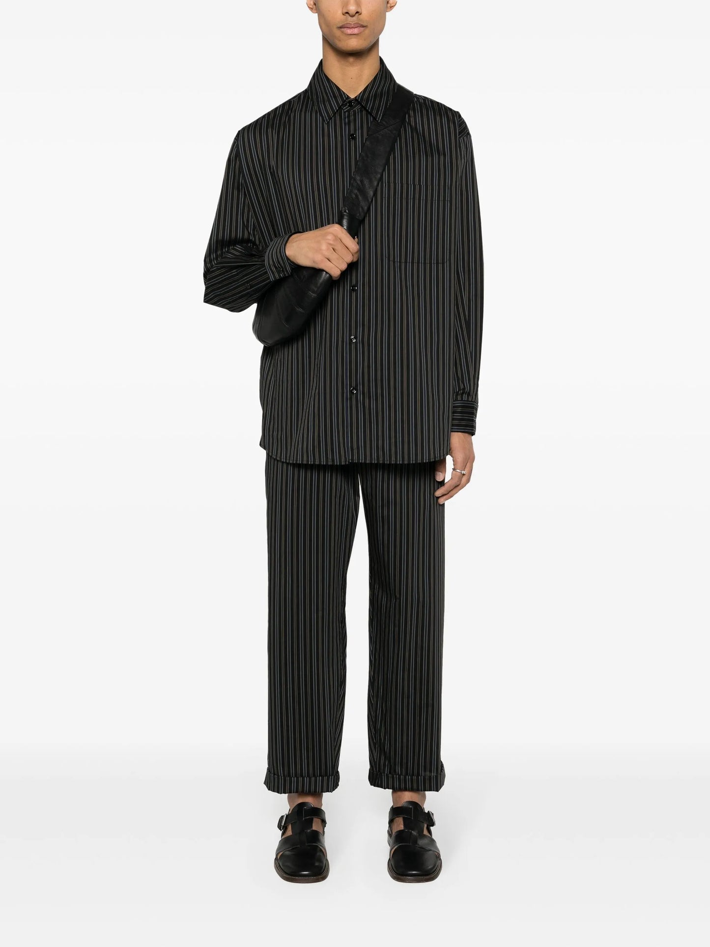long-sleeved striped shirt