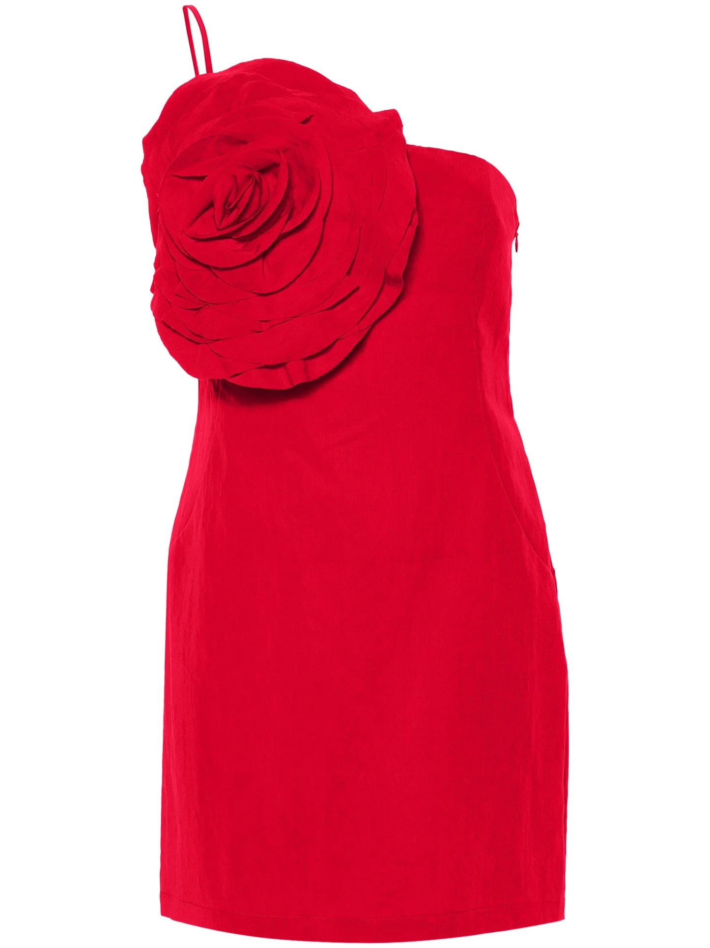 floral-appliqué mini dress