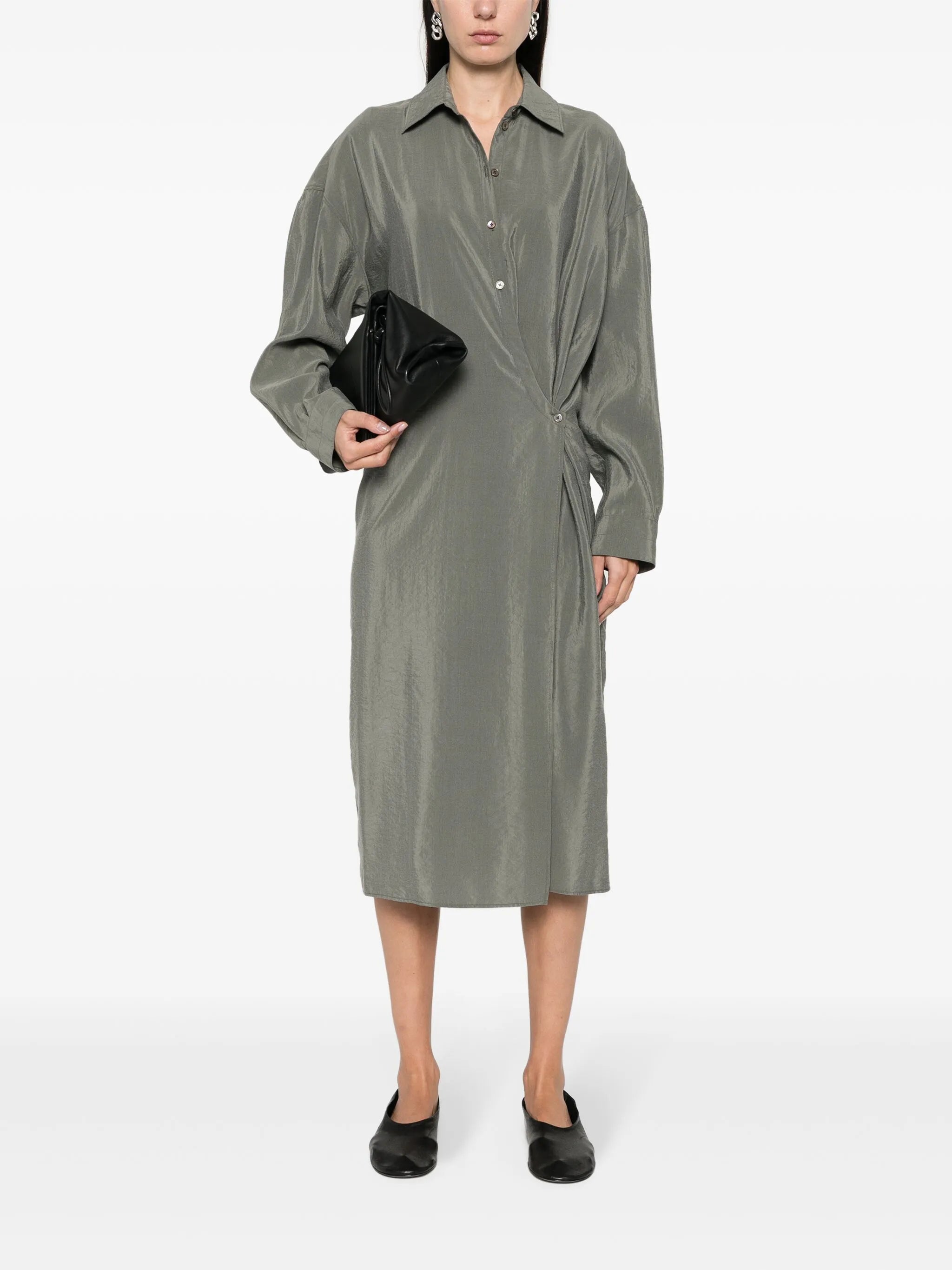 Twisted wrap midi dress