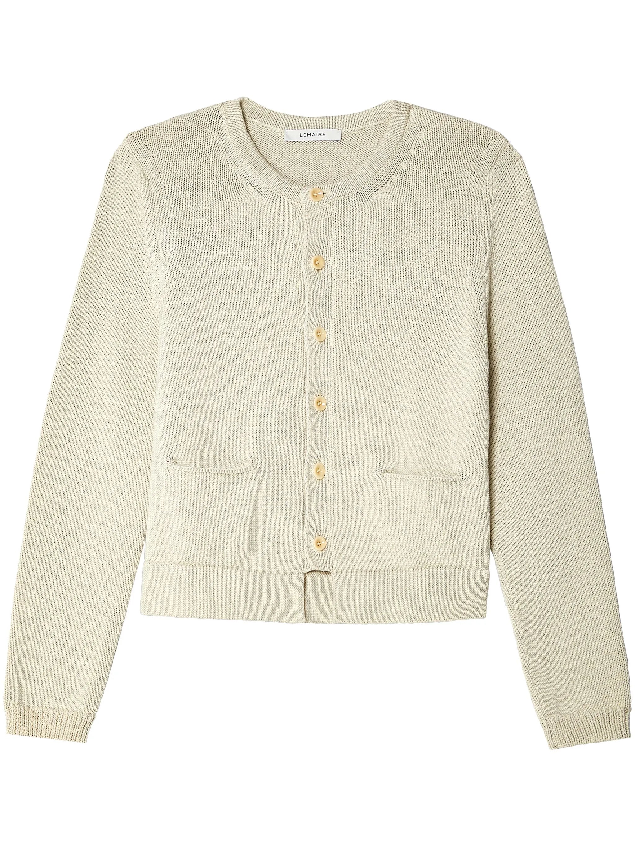 round-neck cotton cardigan